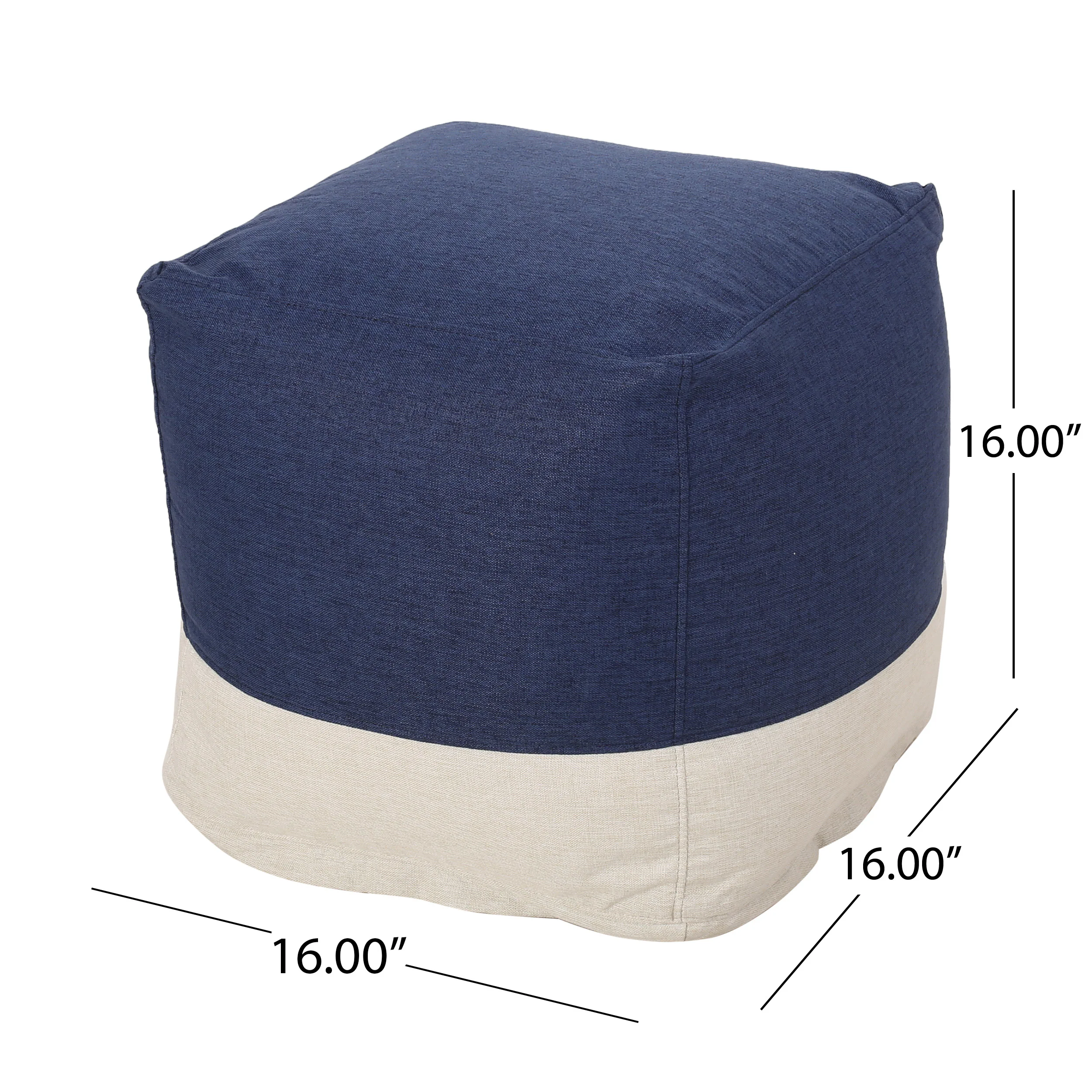 Punjab Tattnall Contemporary Two Tone Fabric Cube Pouf - furnishings