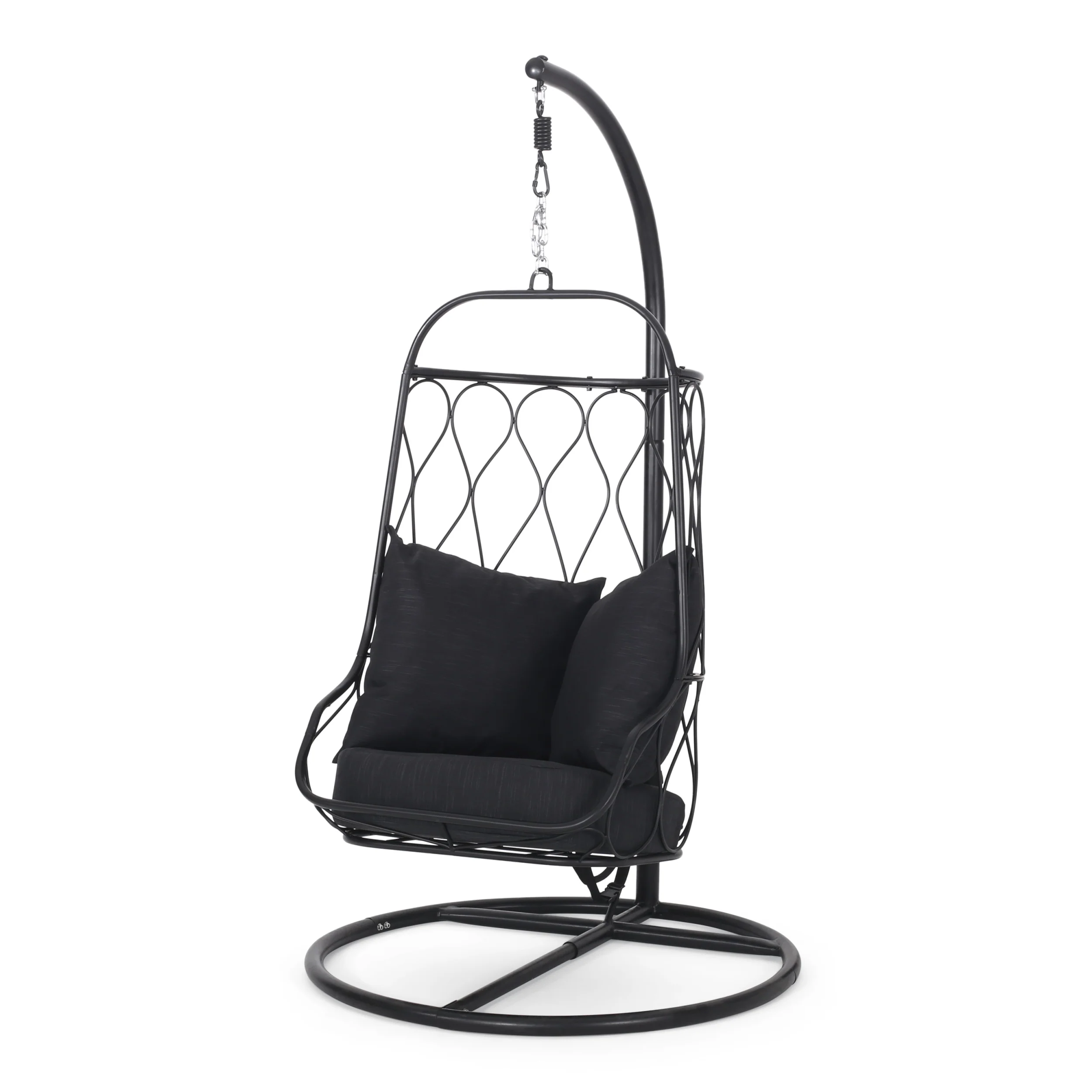 Edgell Indoor/Outdoor Hanging Chair with Stand, Black - furnishings