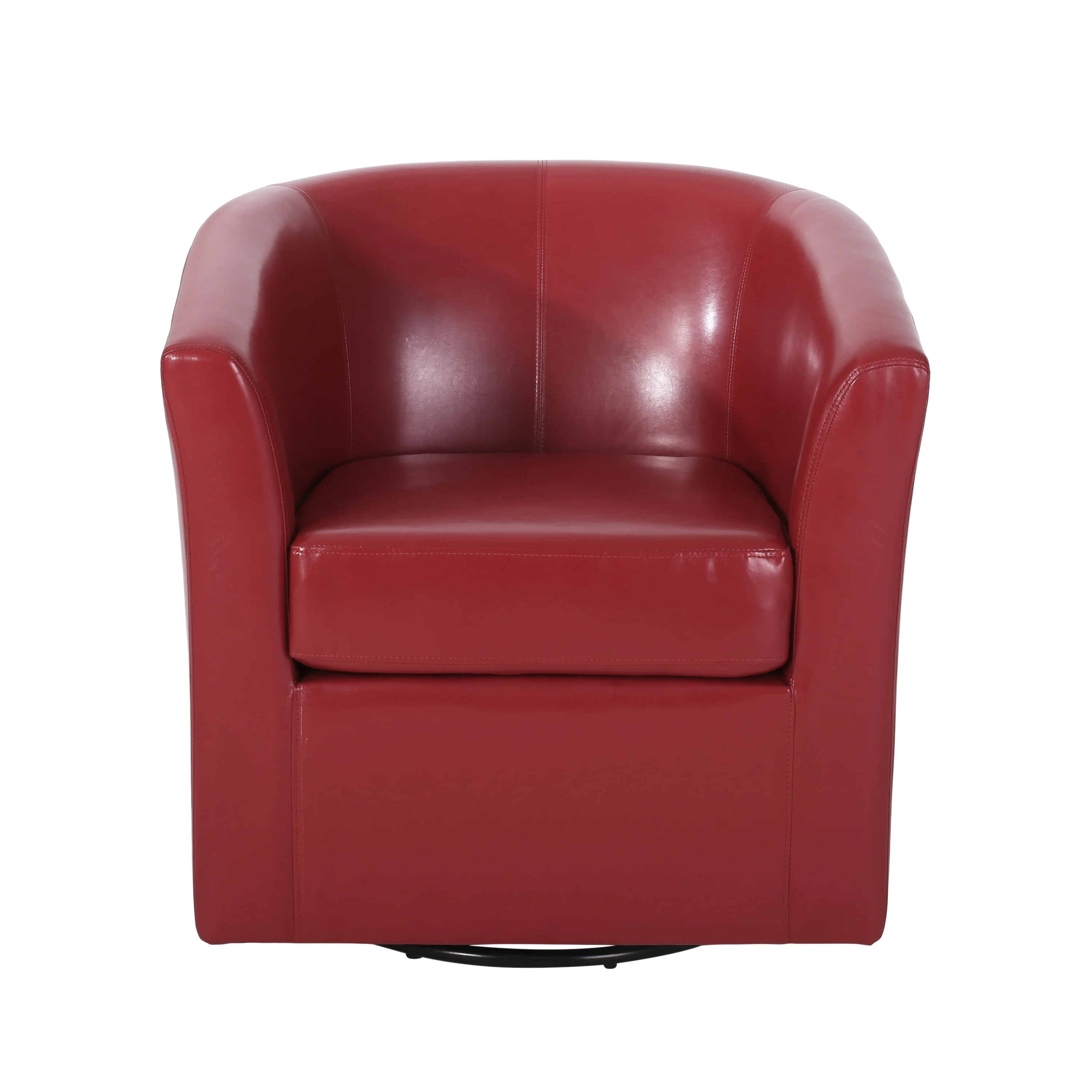 Corley Modern Upholstered Faux Leather Swivel Barrel Club Chair - furnishings