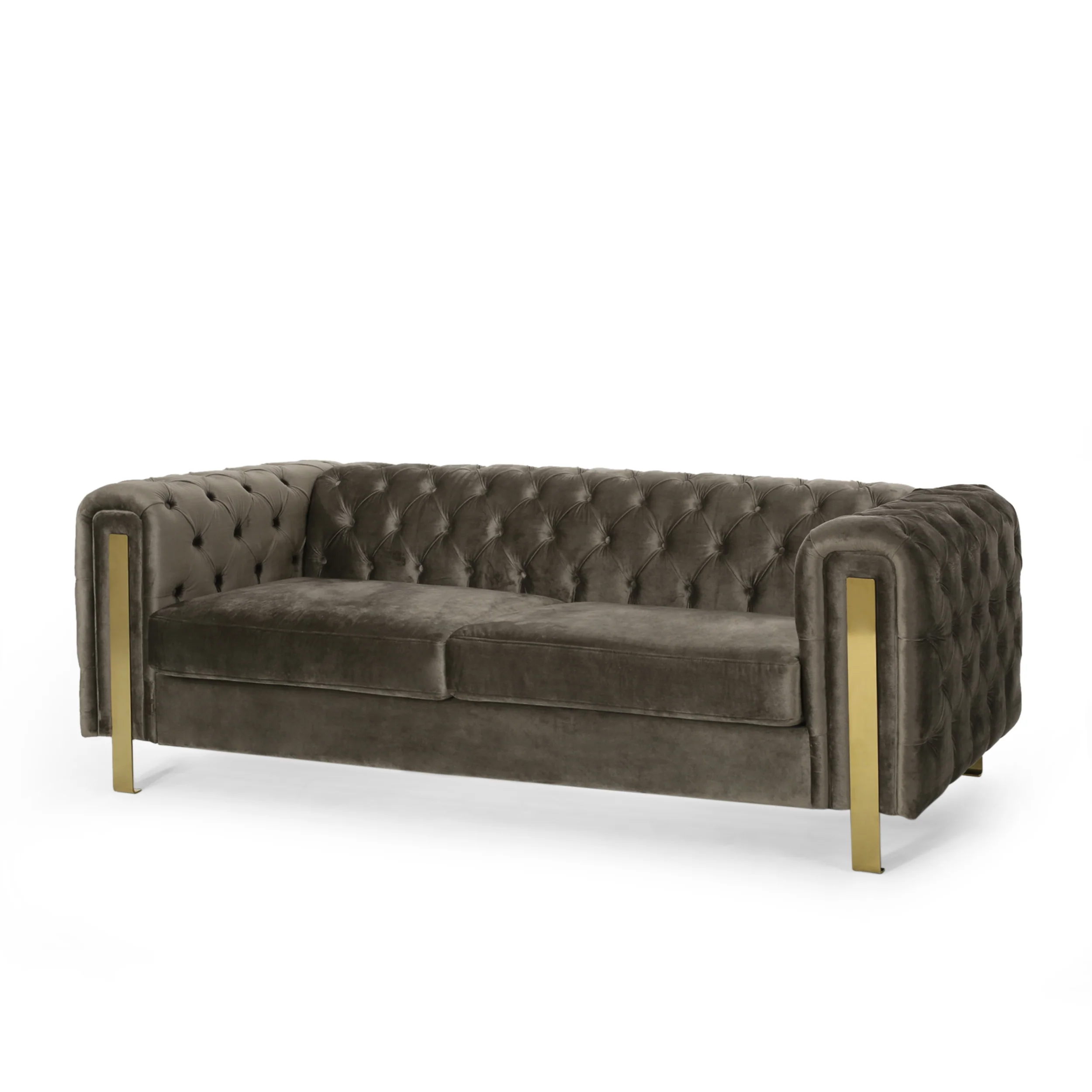 Giovanna Modern Glam Tufted Velvet 3 Seater Sofa - furnishings