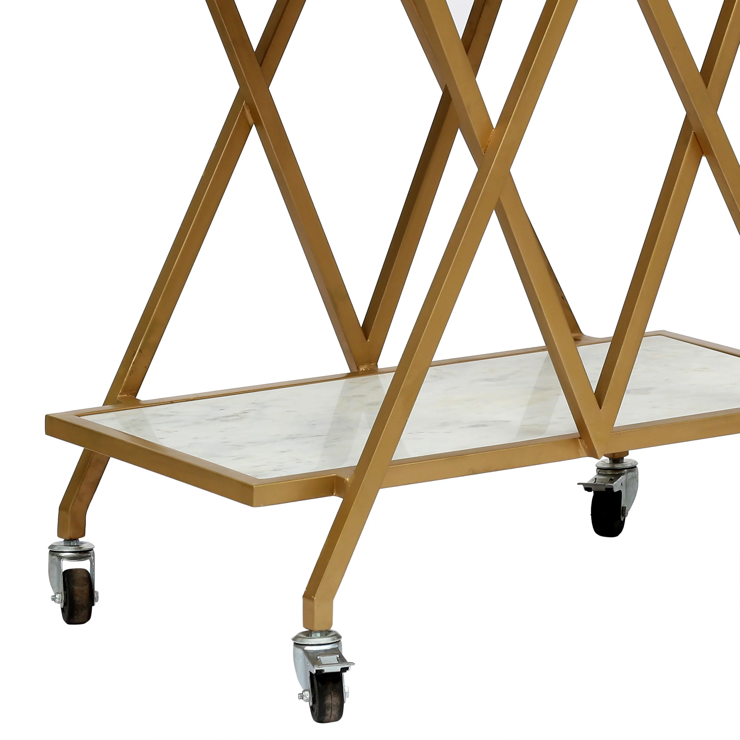 Adair Handcrafted Modern Glam Marble Bar Cart - furnishings