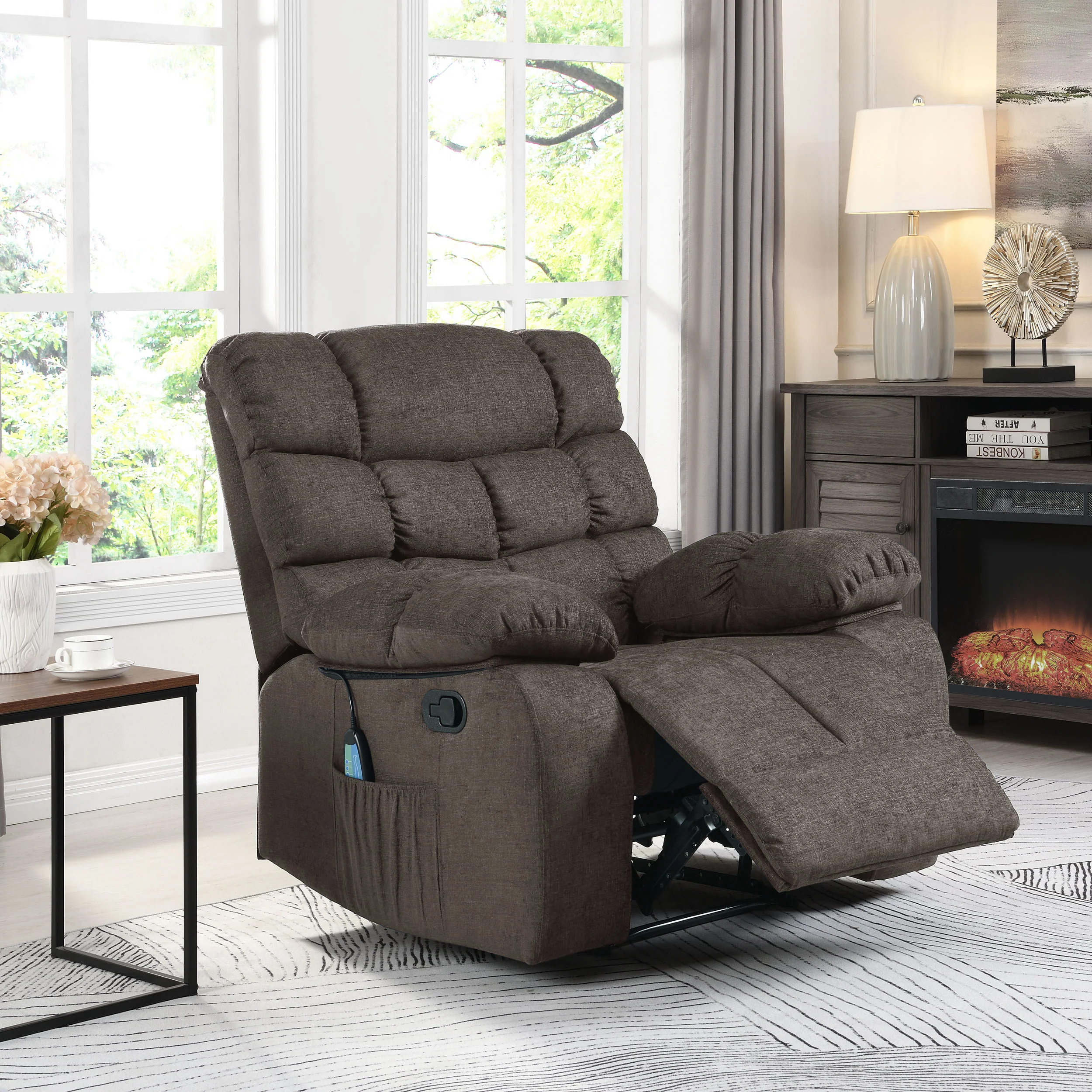 Conyers Contemporary Pillow Tufted Massage Recliner - furnishings