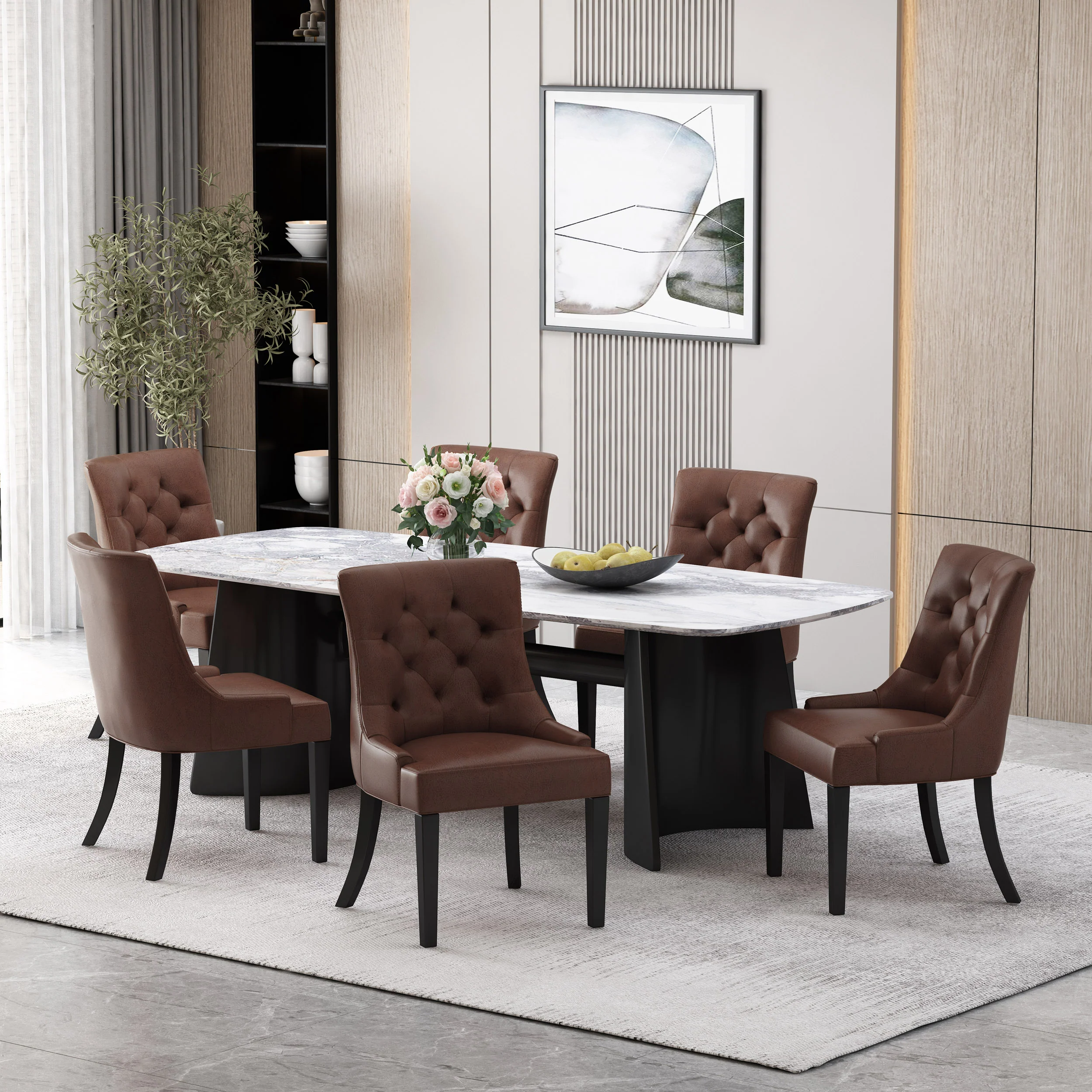 Maggie Contemporary Tufted Dining Chairs, Set of 6 - furnishings