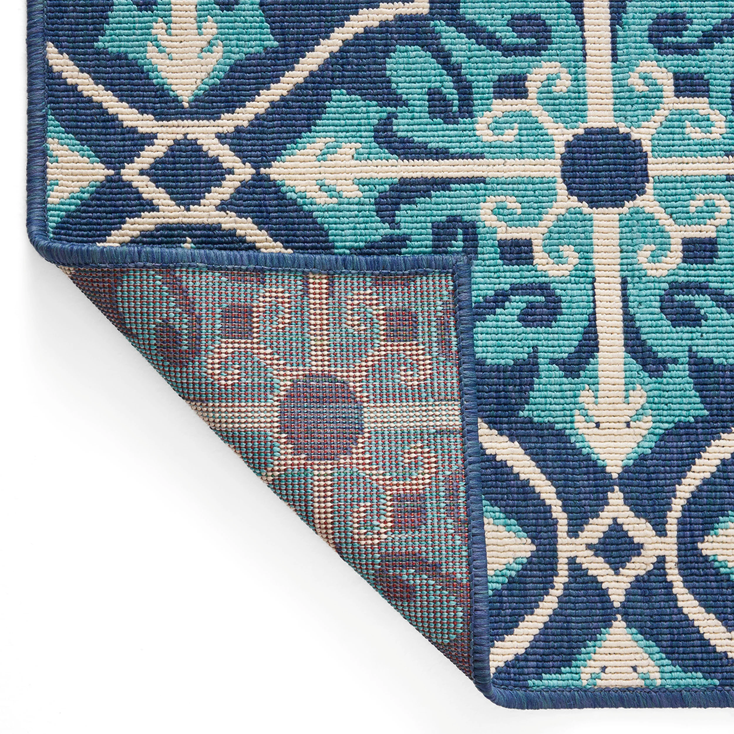 Jamia Outdoor Trellis Area Rug, Navy and Blue - furnishings