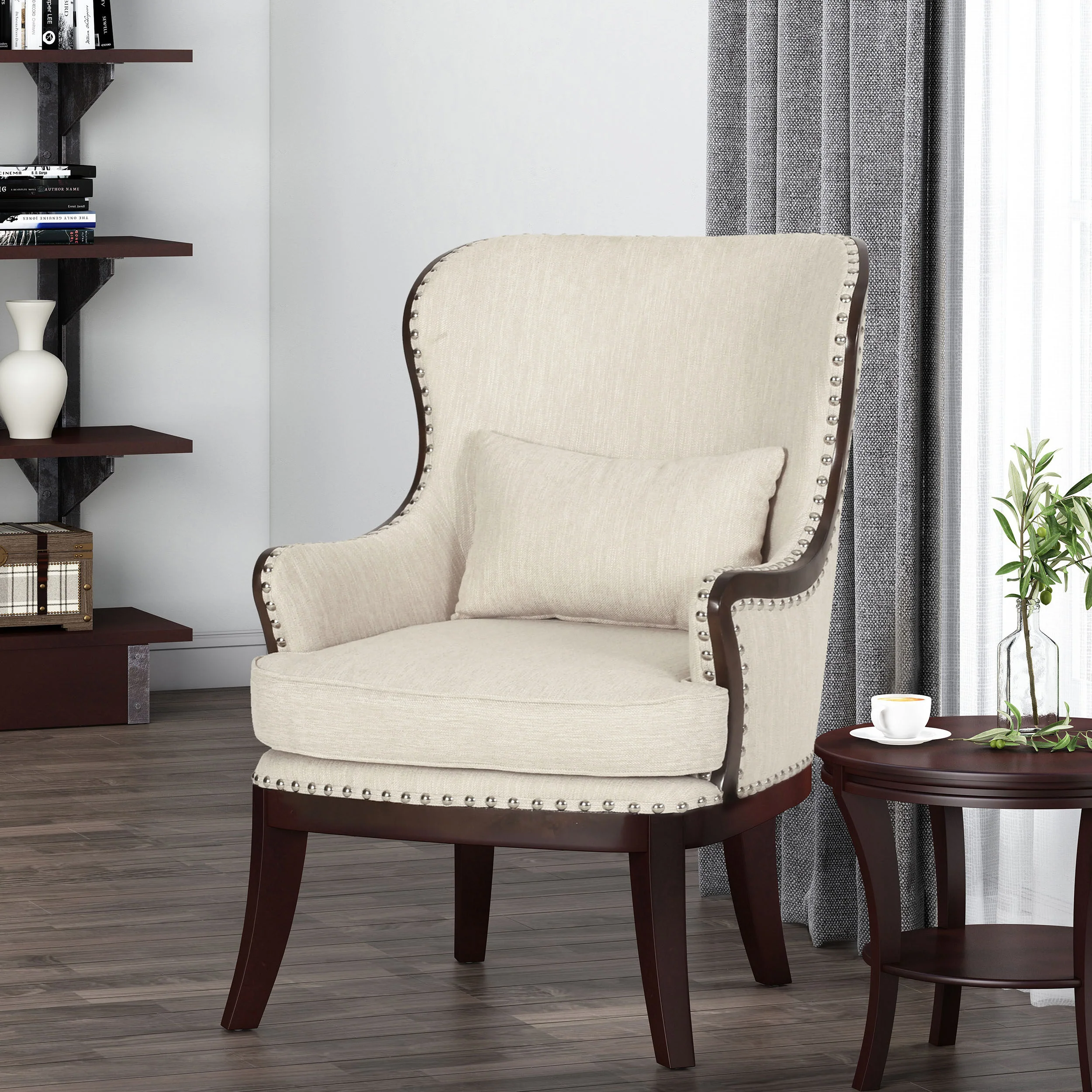 Jett Contemporary Upholstered Accent Chair with Nailhead Trim - furnishings