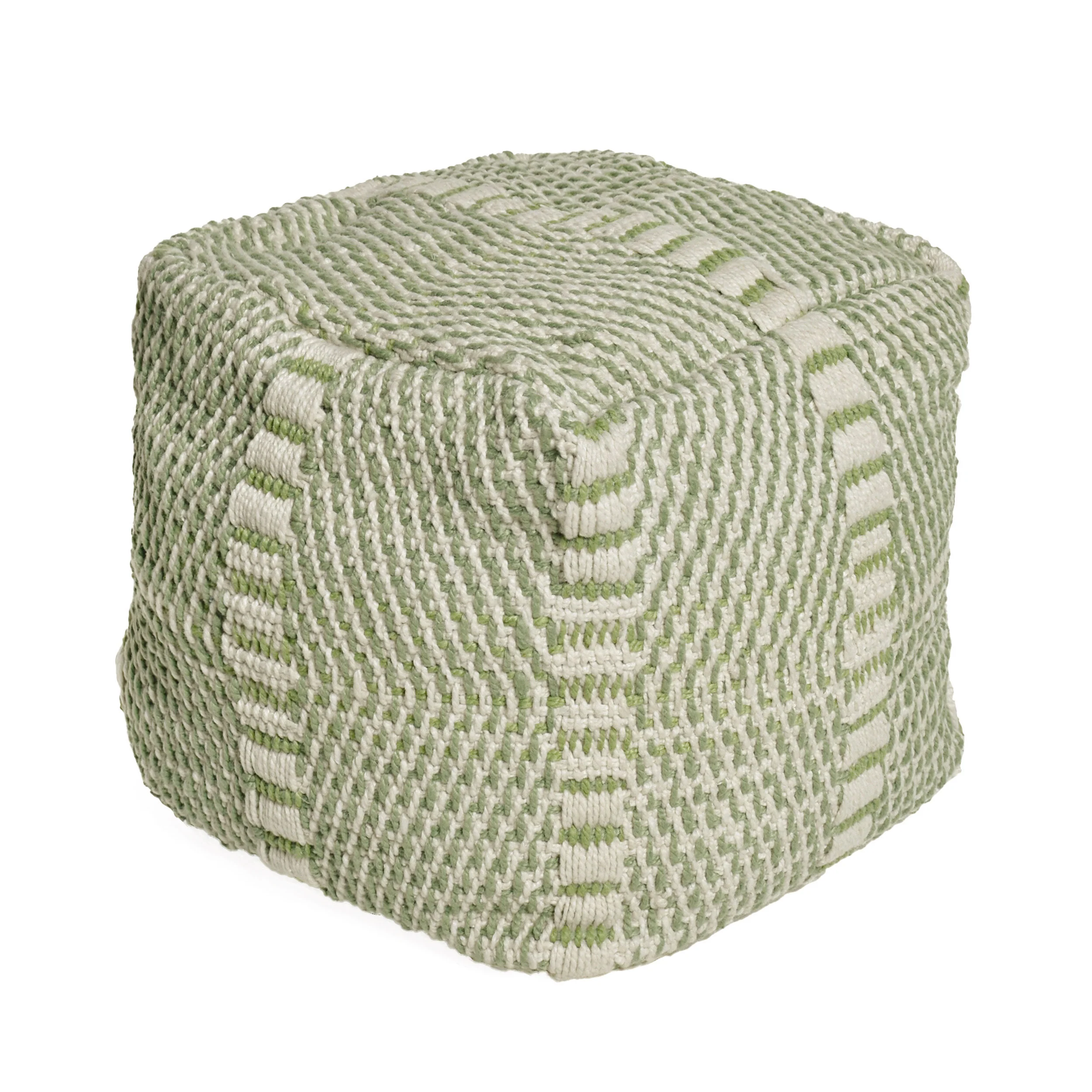 Dexter Indoor Handcrafted Boho Water Resistant Cube Pouf - furnishings