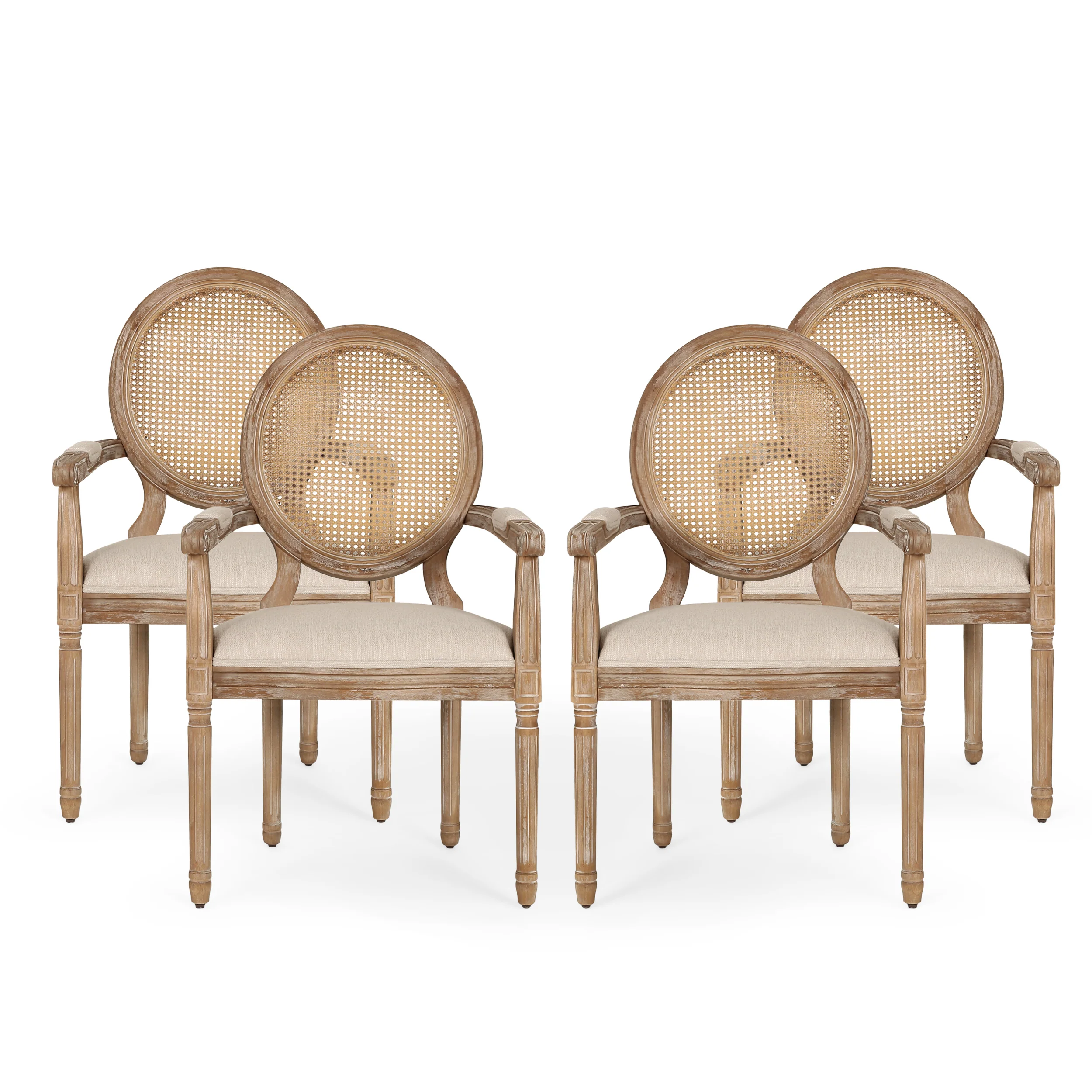 Aisenbrey French Country Wood and Cane Upholstered Dining Chair - furnishings