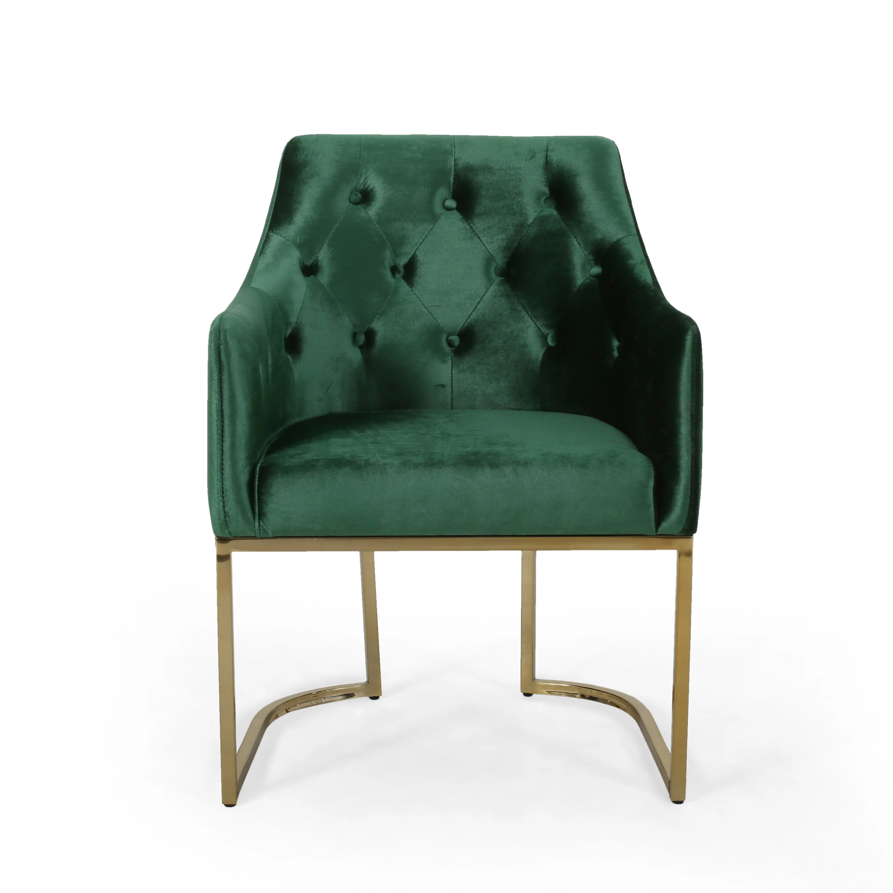 Fern Modern Tufted Glam Accent Chair with Velvet Cushions and U-Shaped Base - furnishings