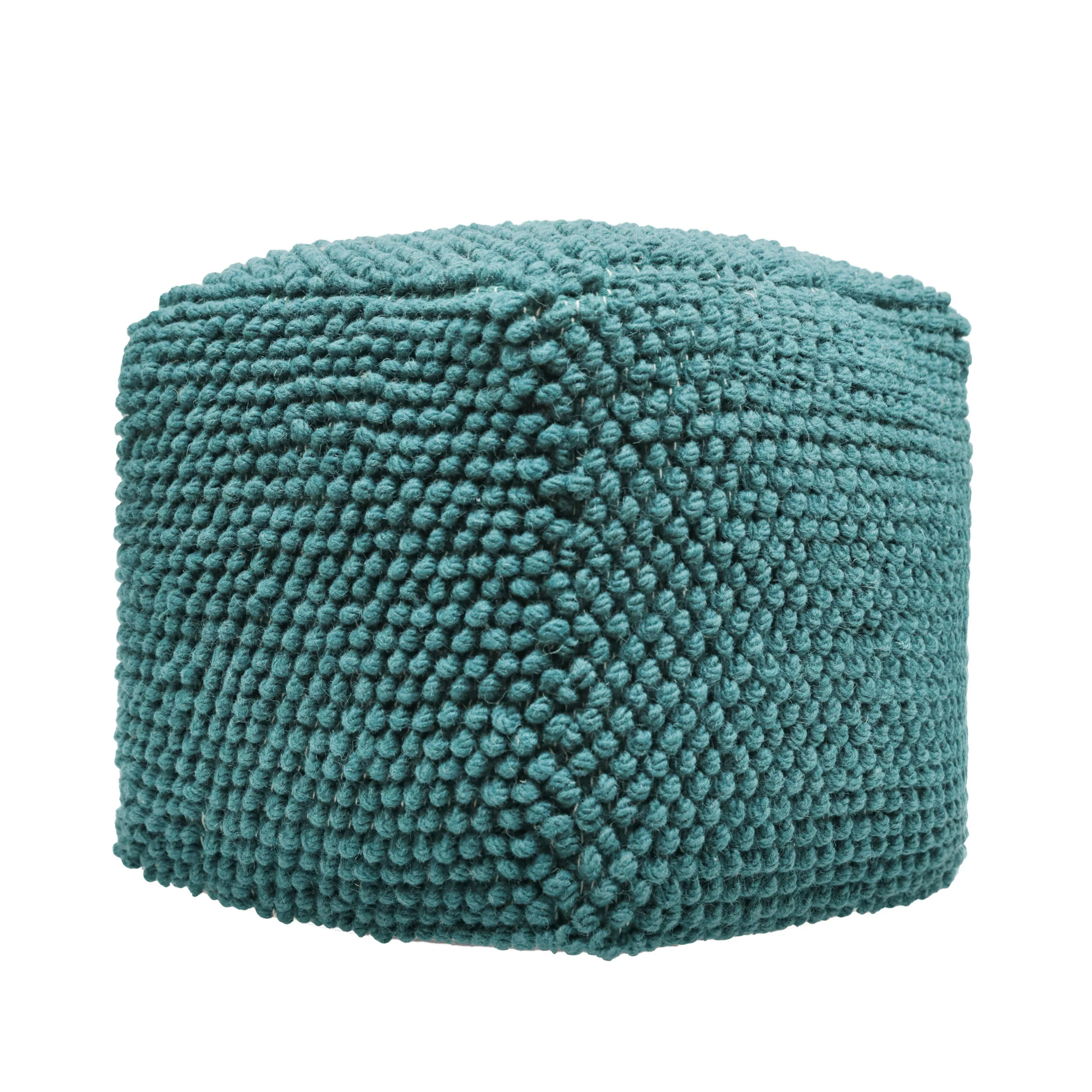Devries Boho Handcrafted Tufted Fabric Cube Pouf - furnishings