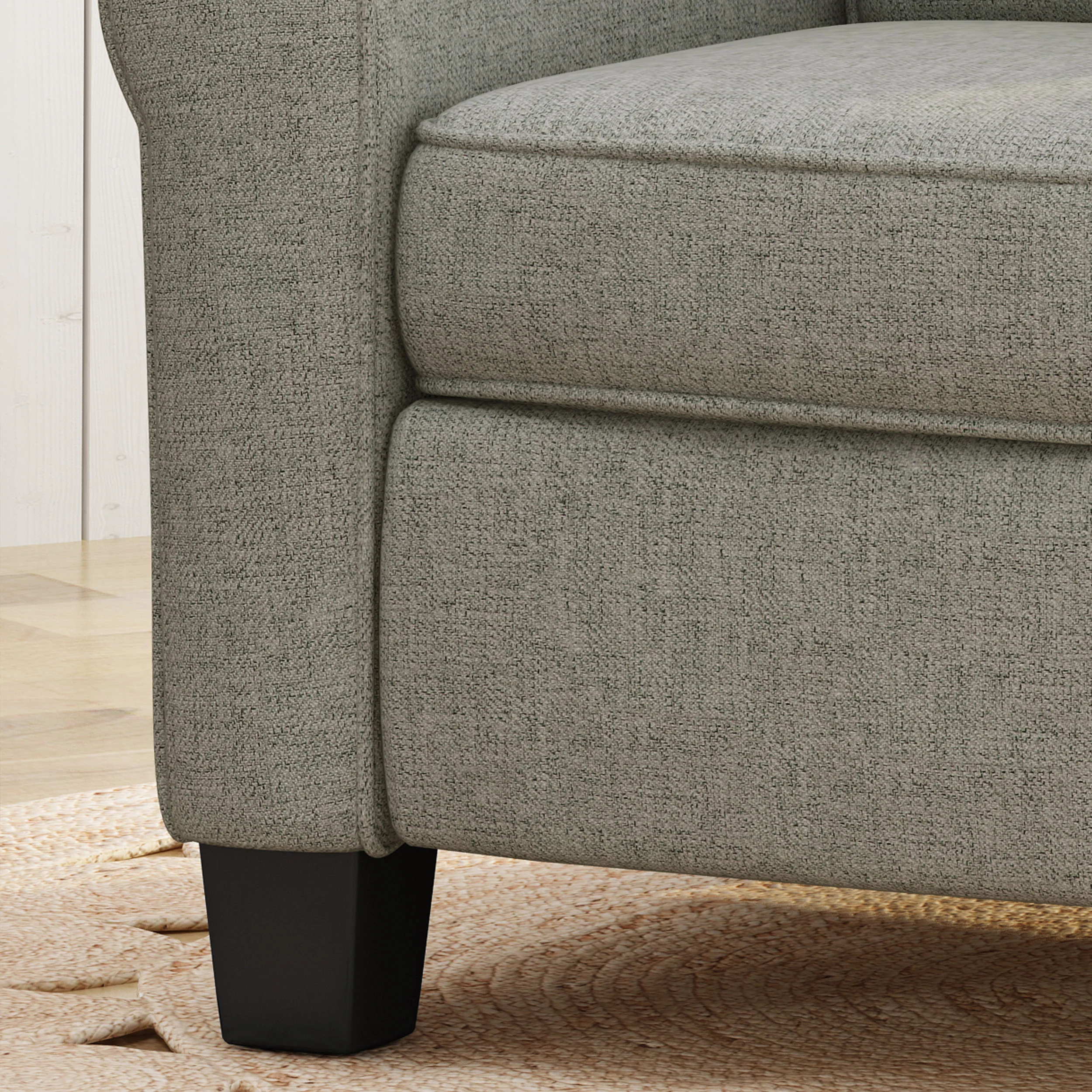 Patricia Contemporary Scrolled Arm Upholstered Fabric Club Chair w/ Tonal Piping - furnishings