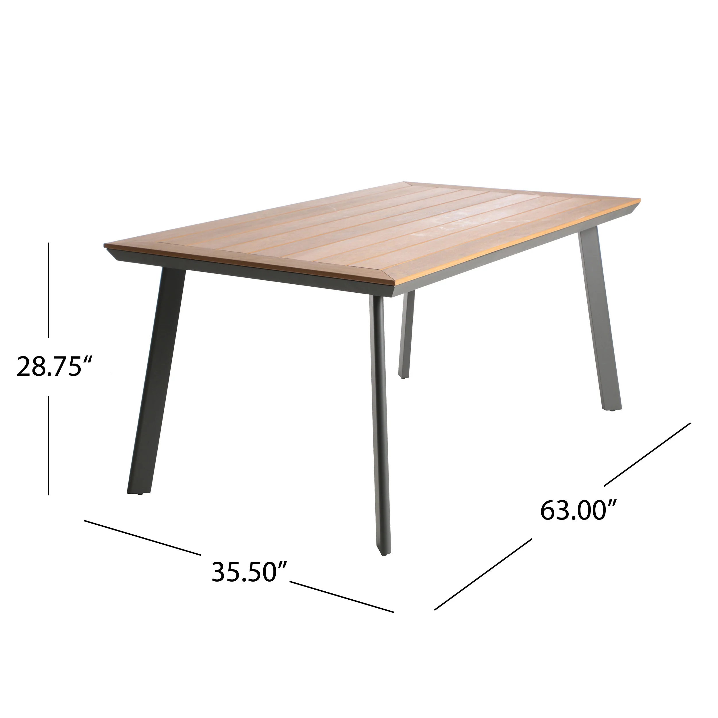 Asir Outdoor Modern 6 Seater Aluminum Dining Set with Faux Wood Table Top - furnishings