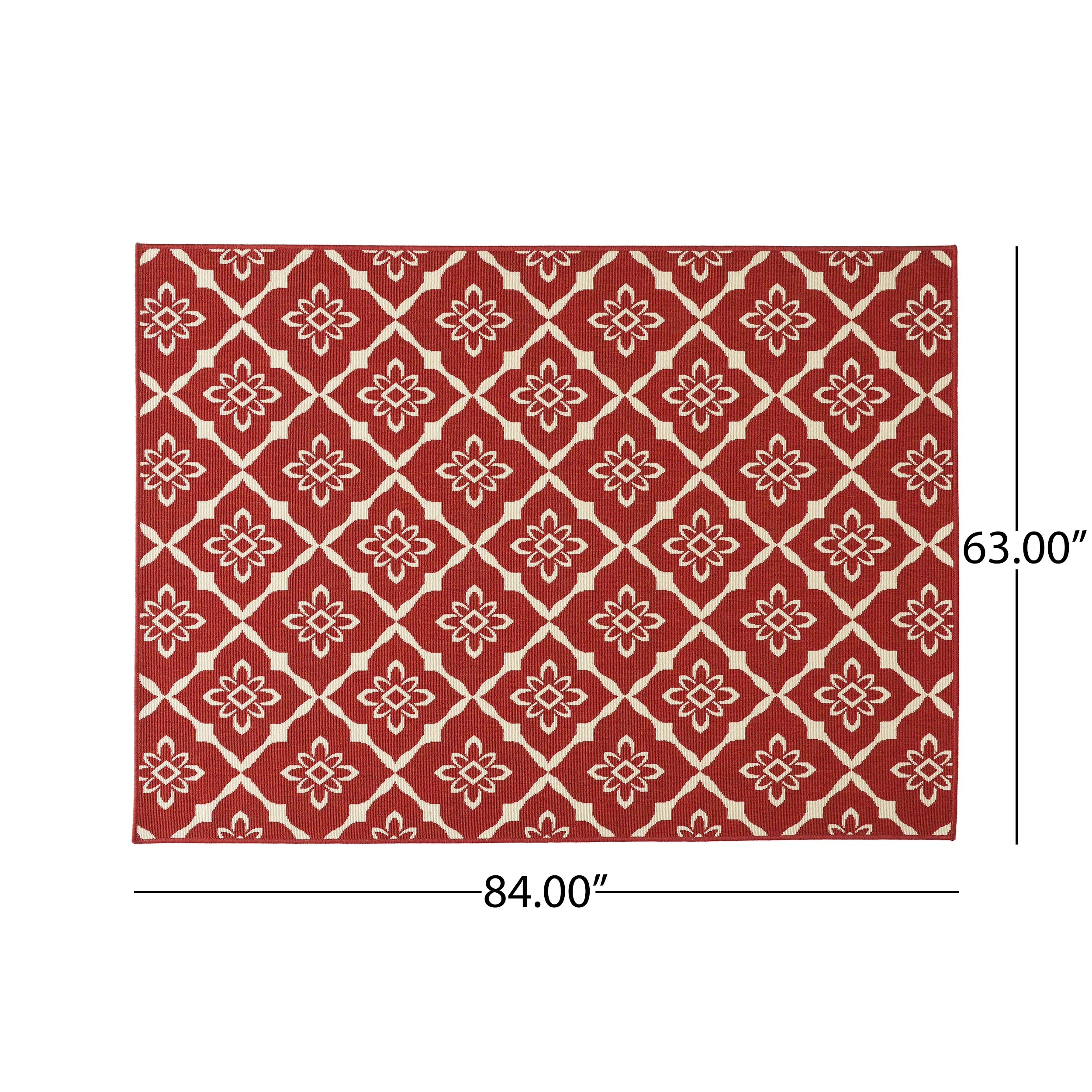 Eluzer Outdoor Trellis Area Rug, Red and Ivory - furnishings