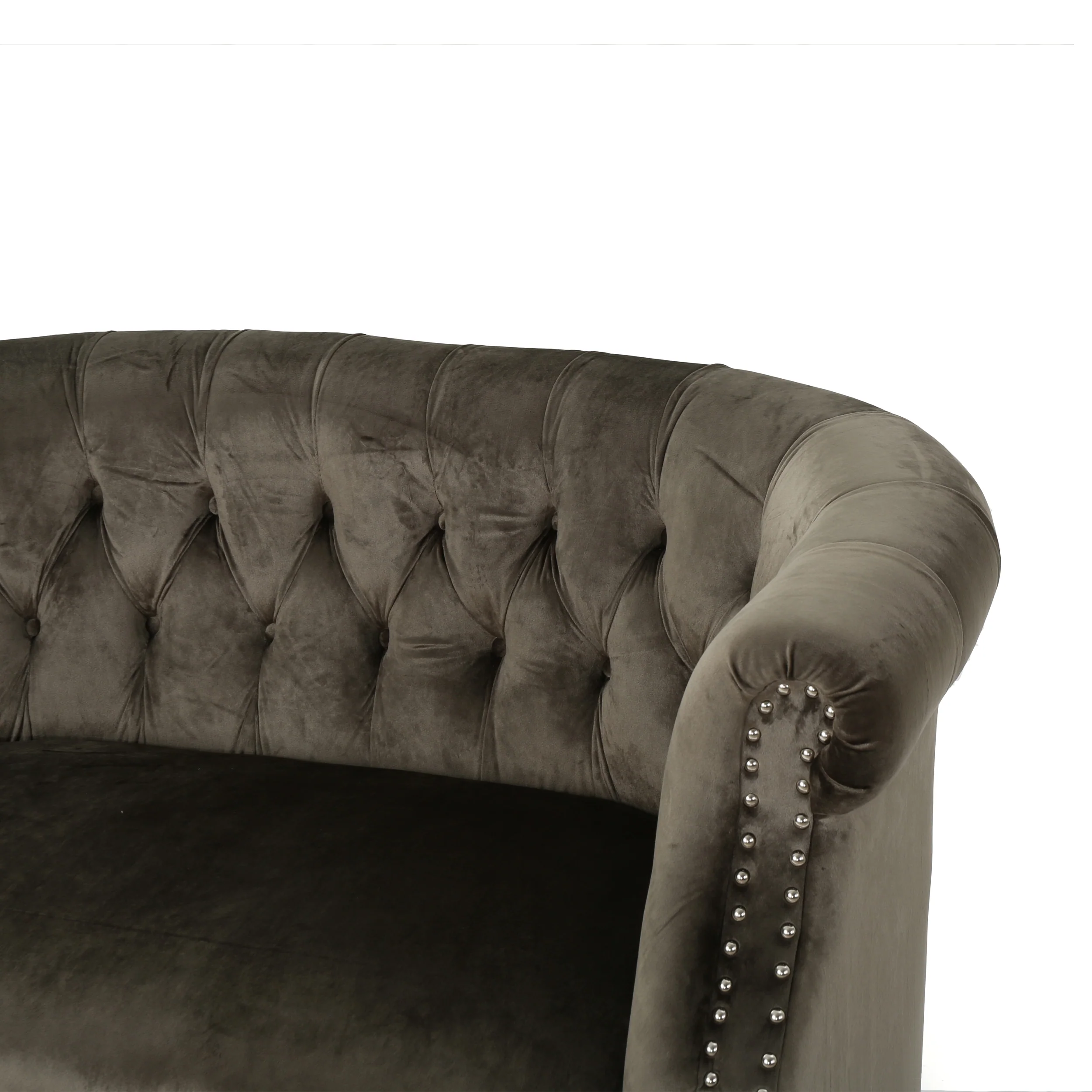 Melaina Tufted Scroll Arm New Velvet Loveseat - furnishings