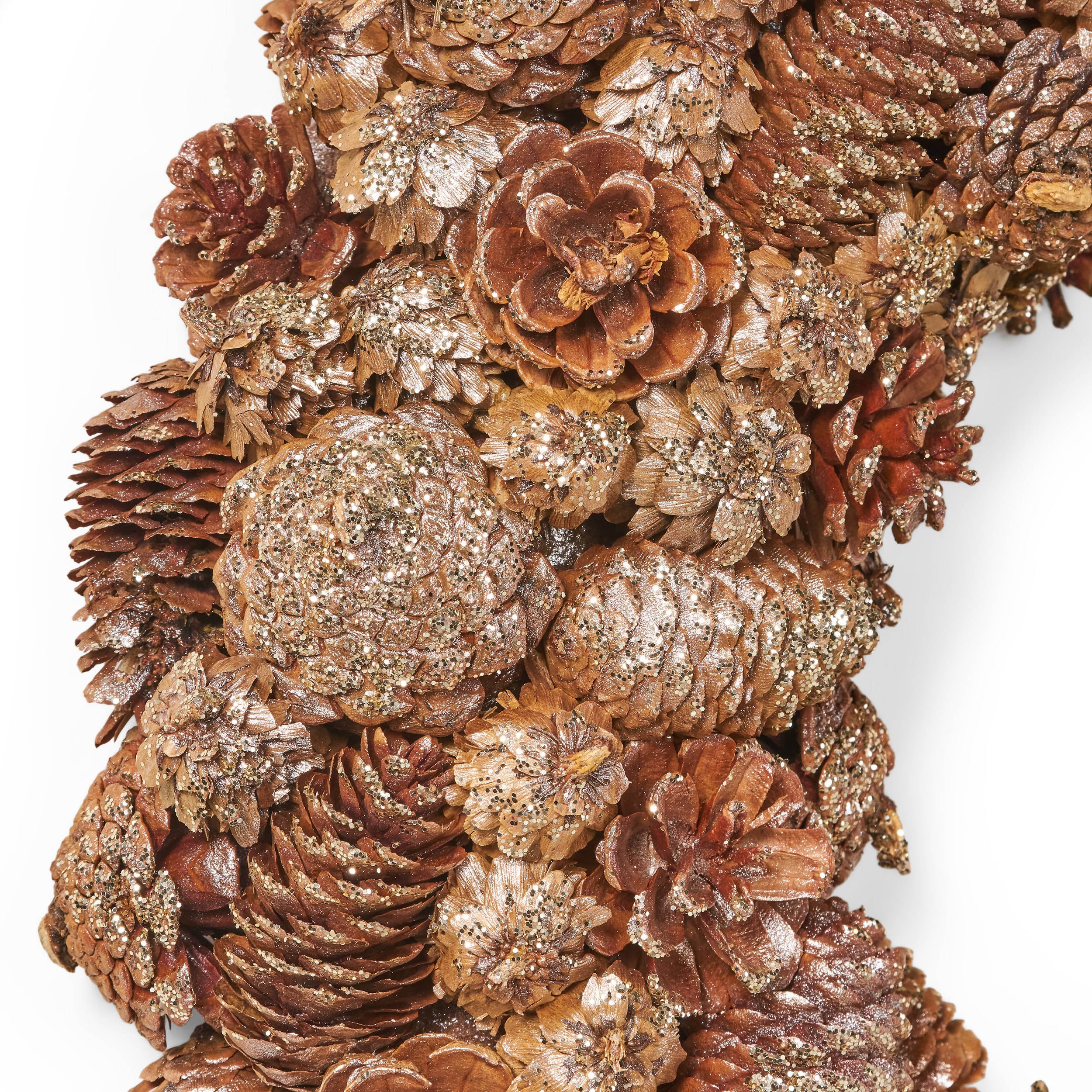 18.5 Inch Artificial Pinecone and Glitter Christmas Wreath - furnishings