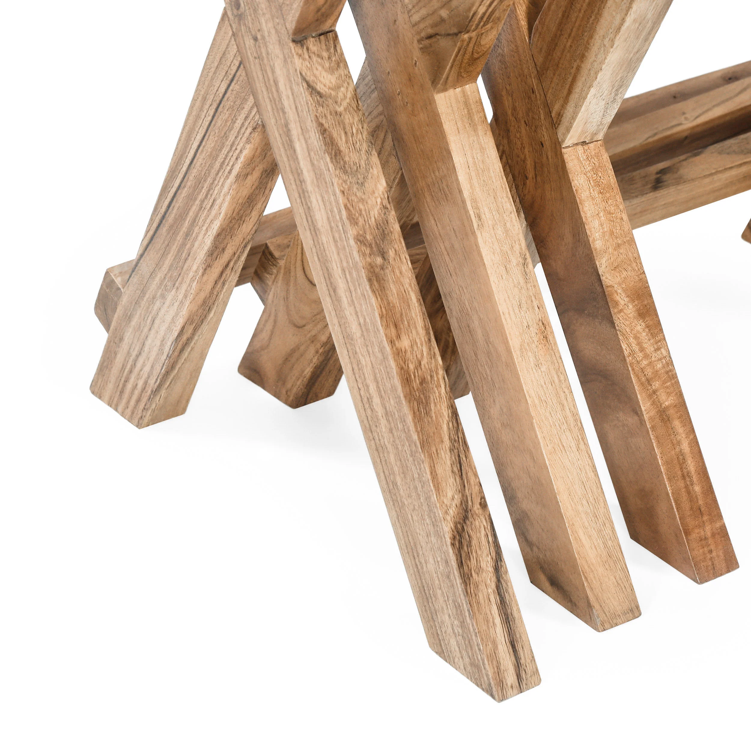 Henri Rustic Handcrafted Acacia Wood Nested Side Tables (Set of 3), Natural - furnishings