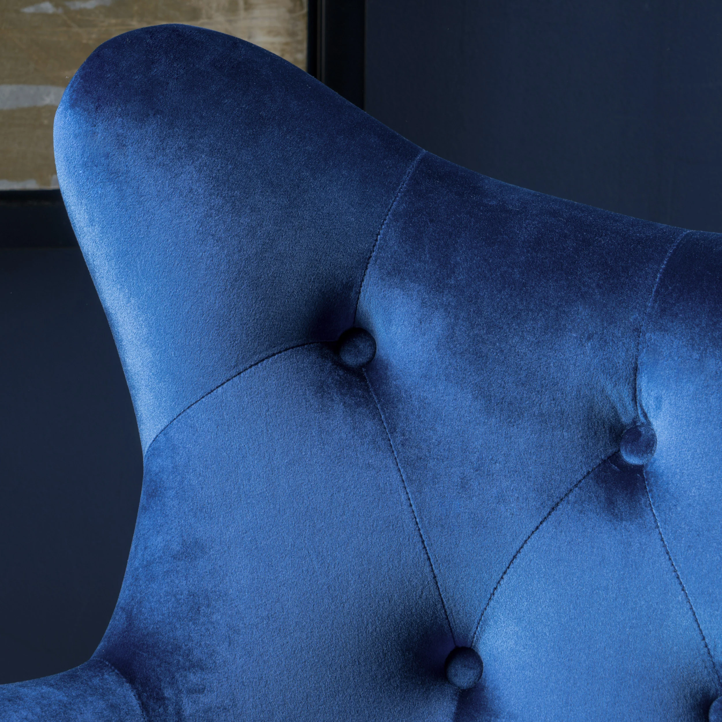 Mae Velvet Tufted Wingback Armchair - furnishings