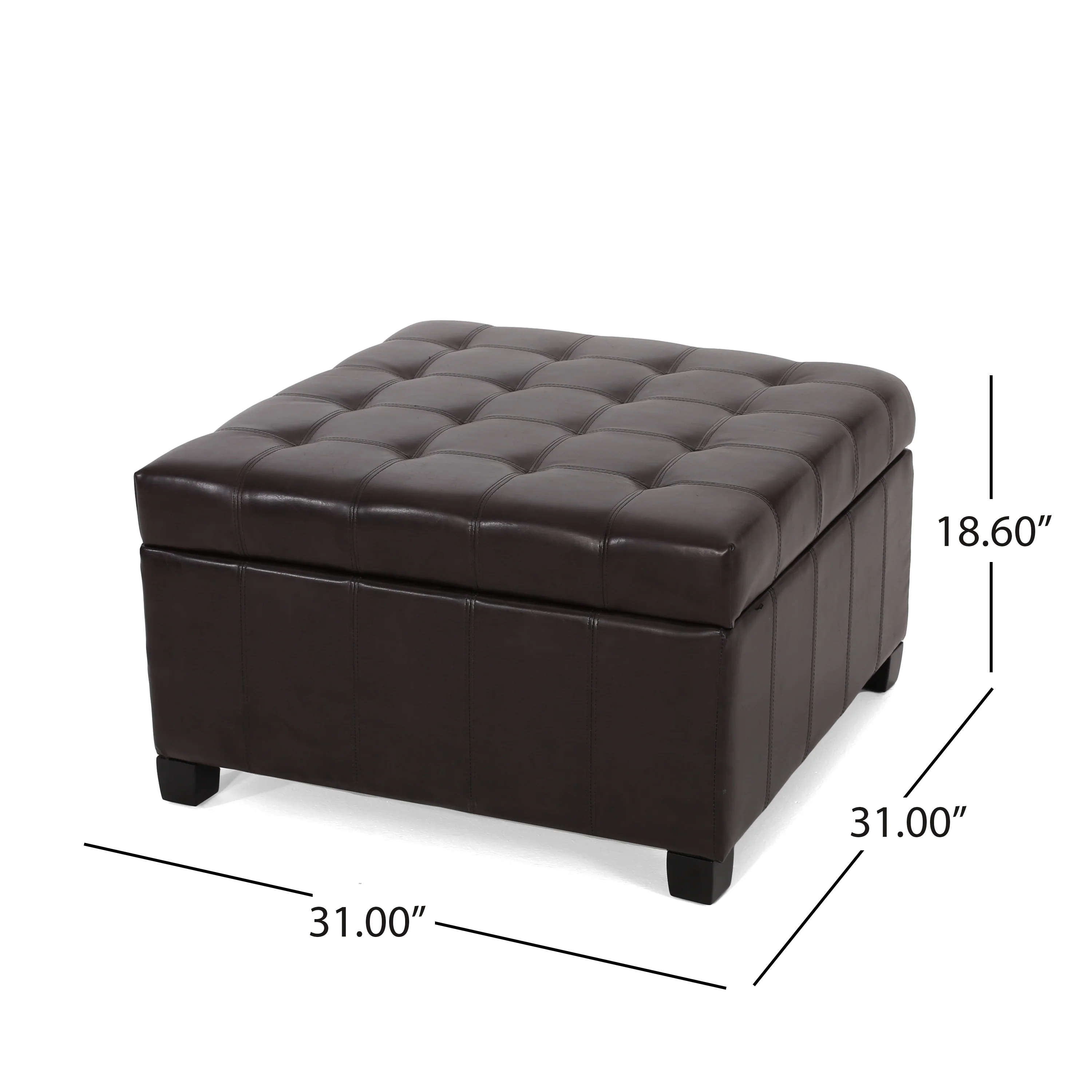 Lyncorn Brown Bonded Leather Storage Ottoman - furnishings