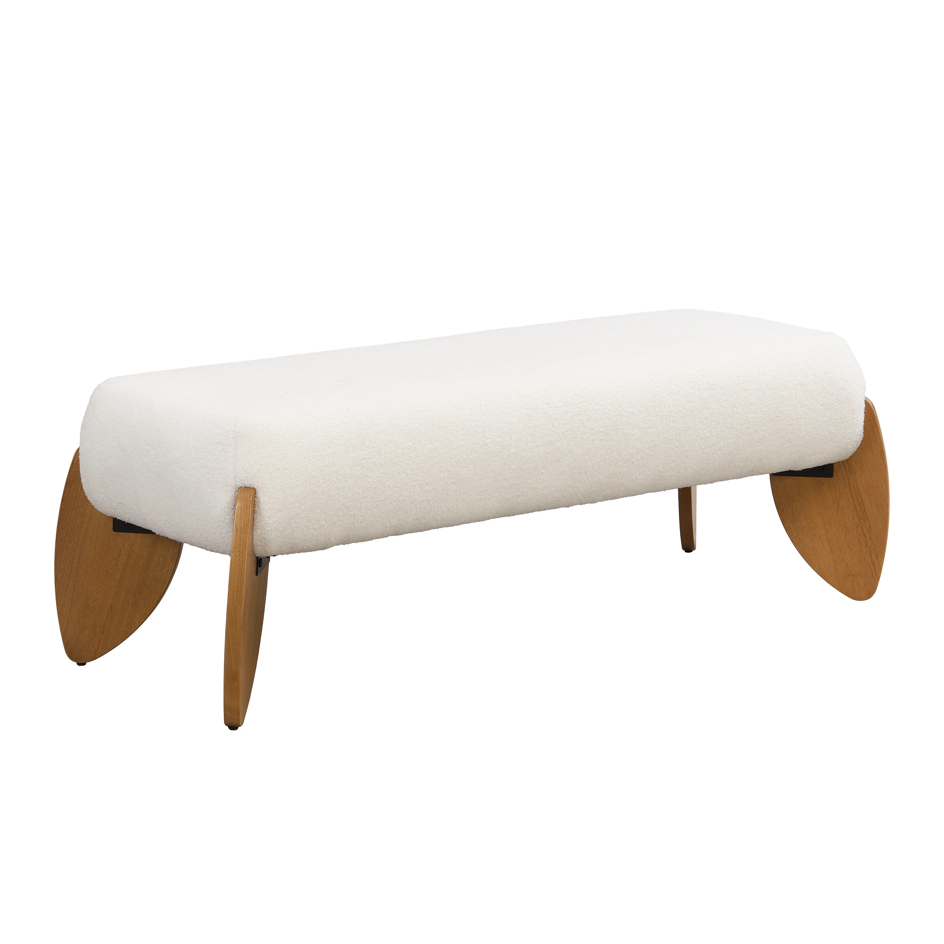 Sorena Modern Upholstered Loop Yarn Ottoman, Solid Wood - furnishings