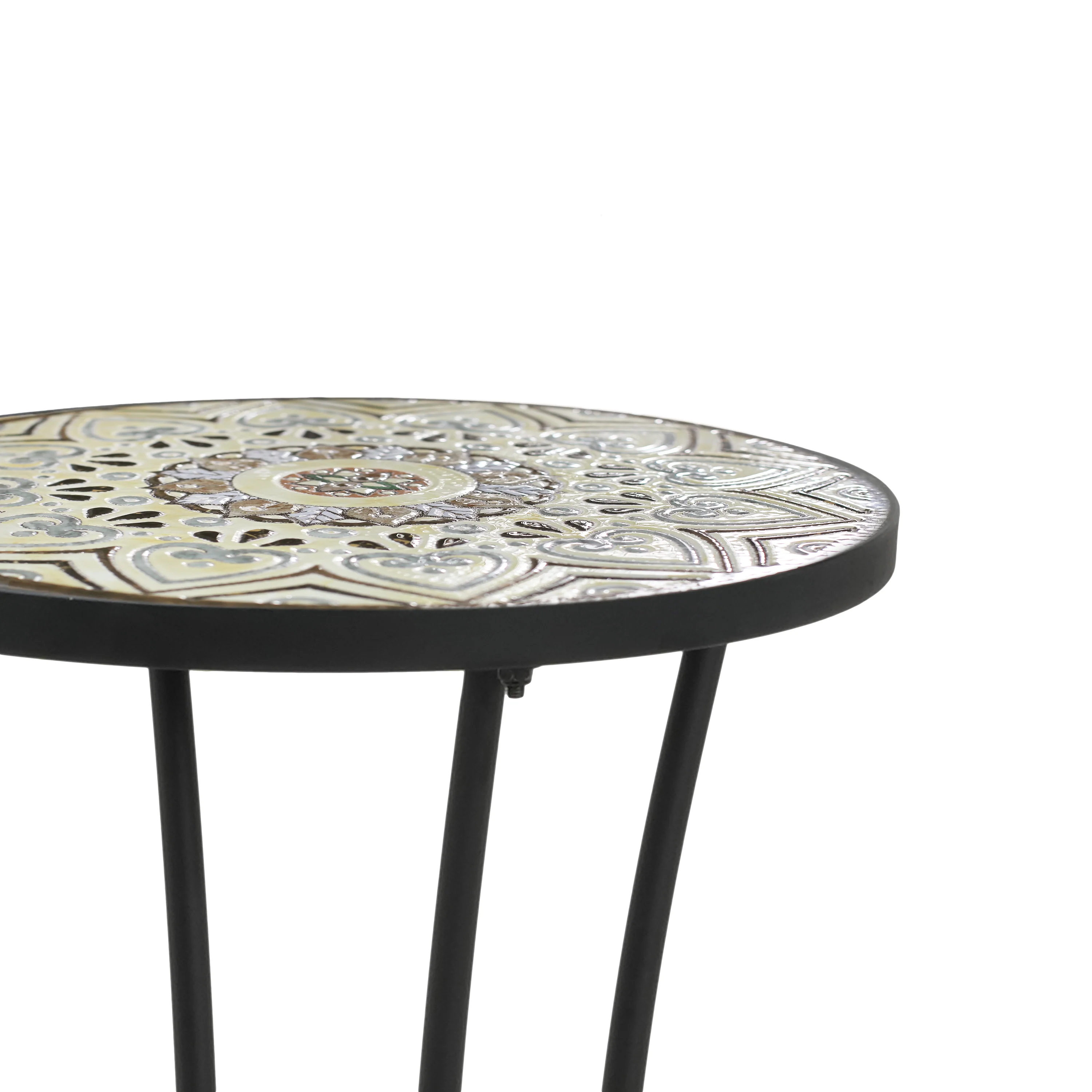 Eulalie Outdoor Patio Round Side Table with Shelf - furnishings