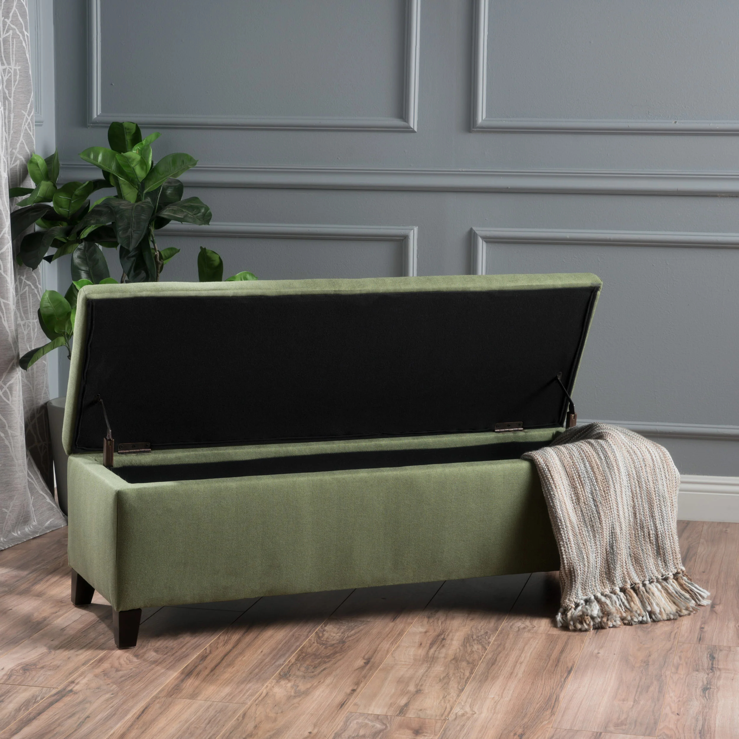 Clor Fabric Rectangle Storage Ottoman Bench - furnishings
