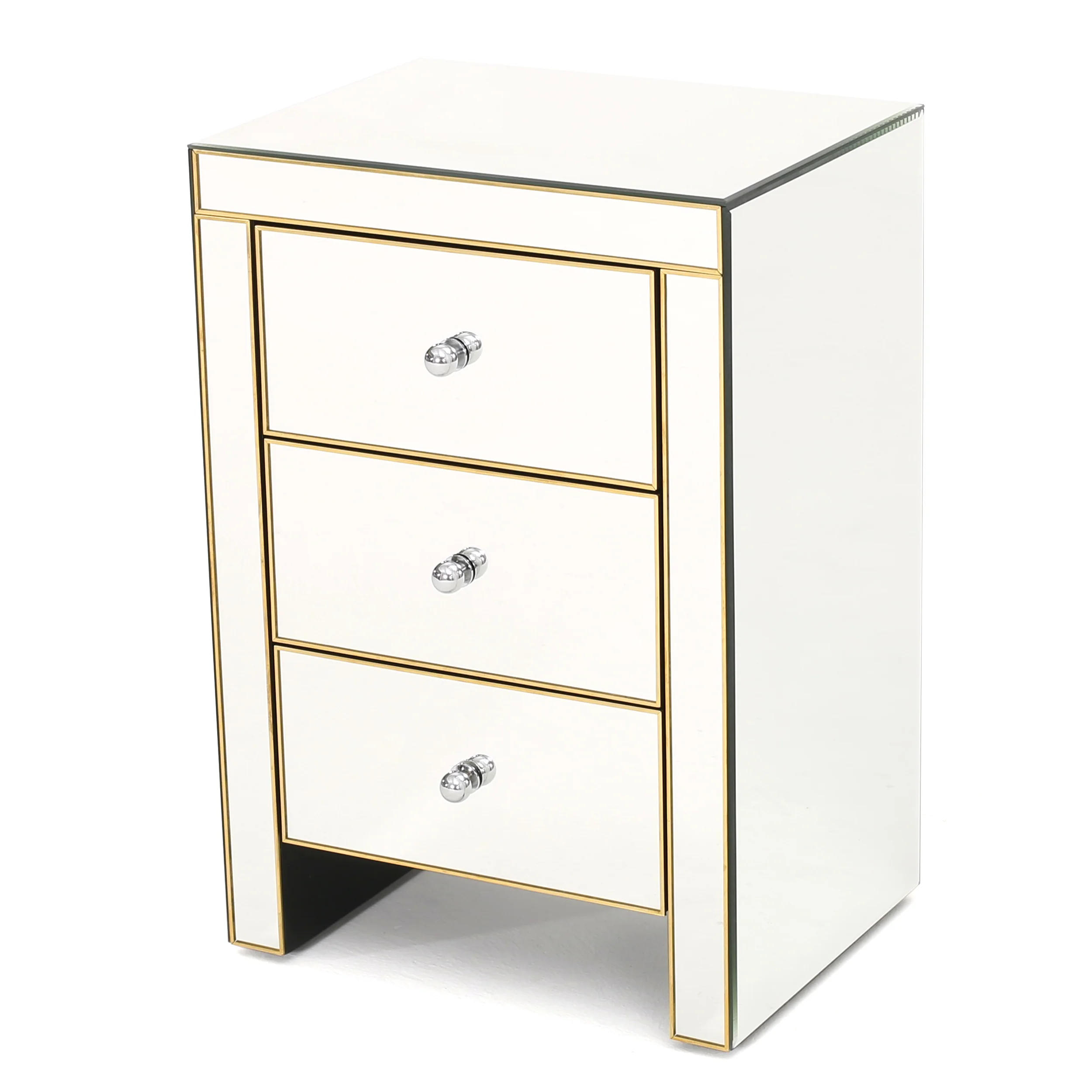Langley Mirrored 3 Drawer Side Table - furnishings