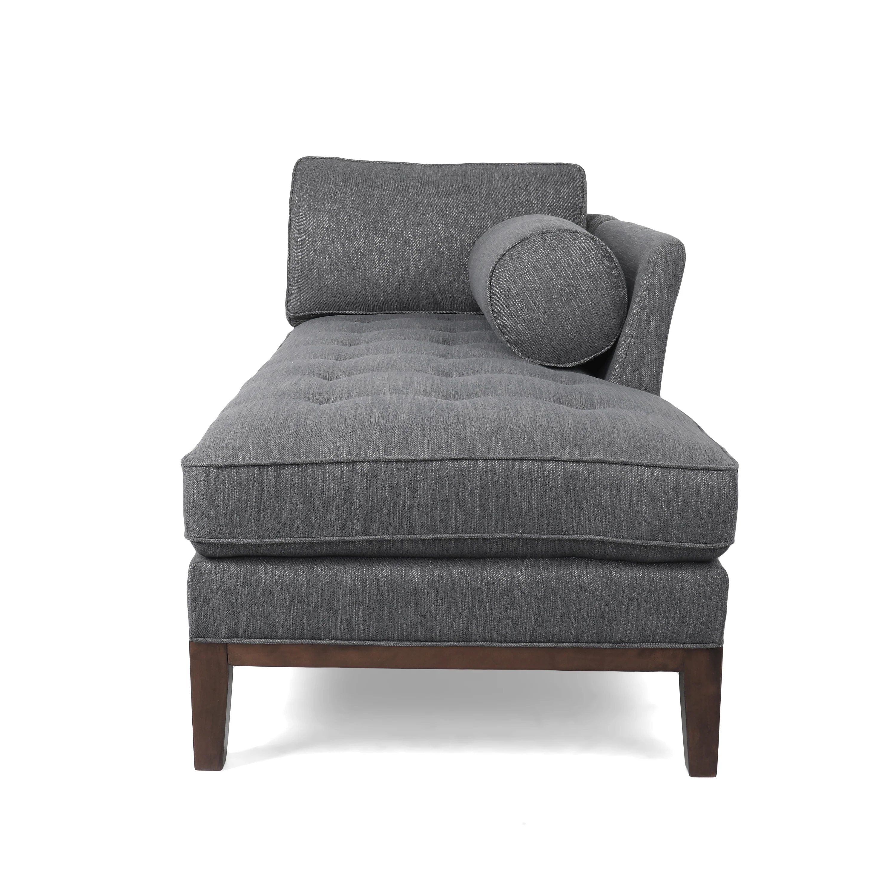 Neel Contemporary Fabric Tufted Chaise Lounge with Bolster Pillow - furnishings