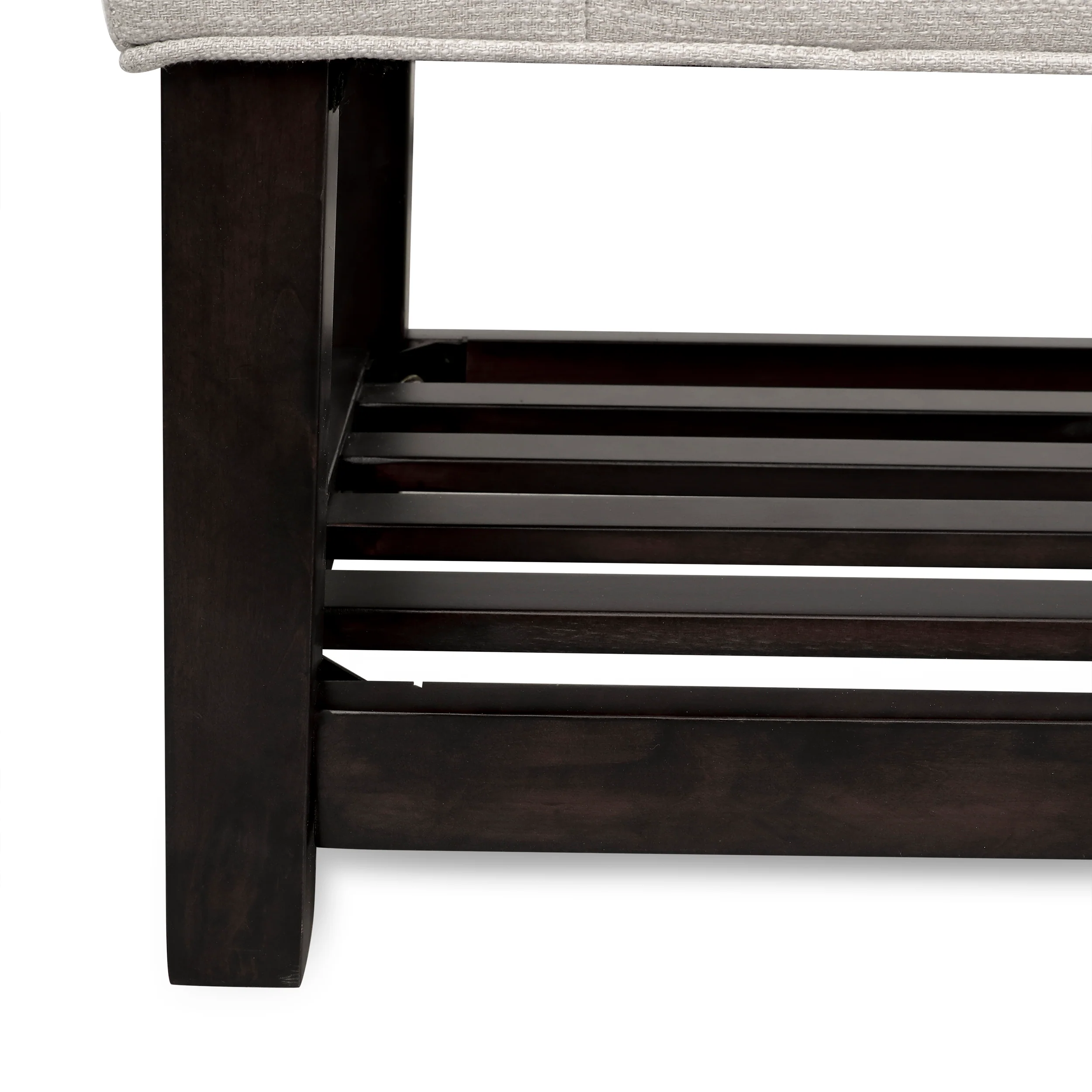 Pelon Contemporary Button Tufted Bench with Shelf - furnishings