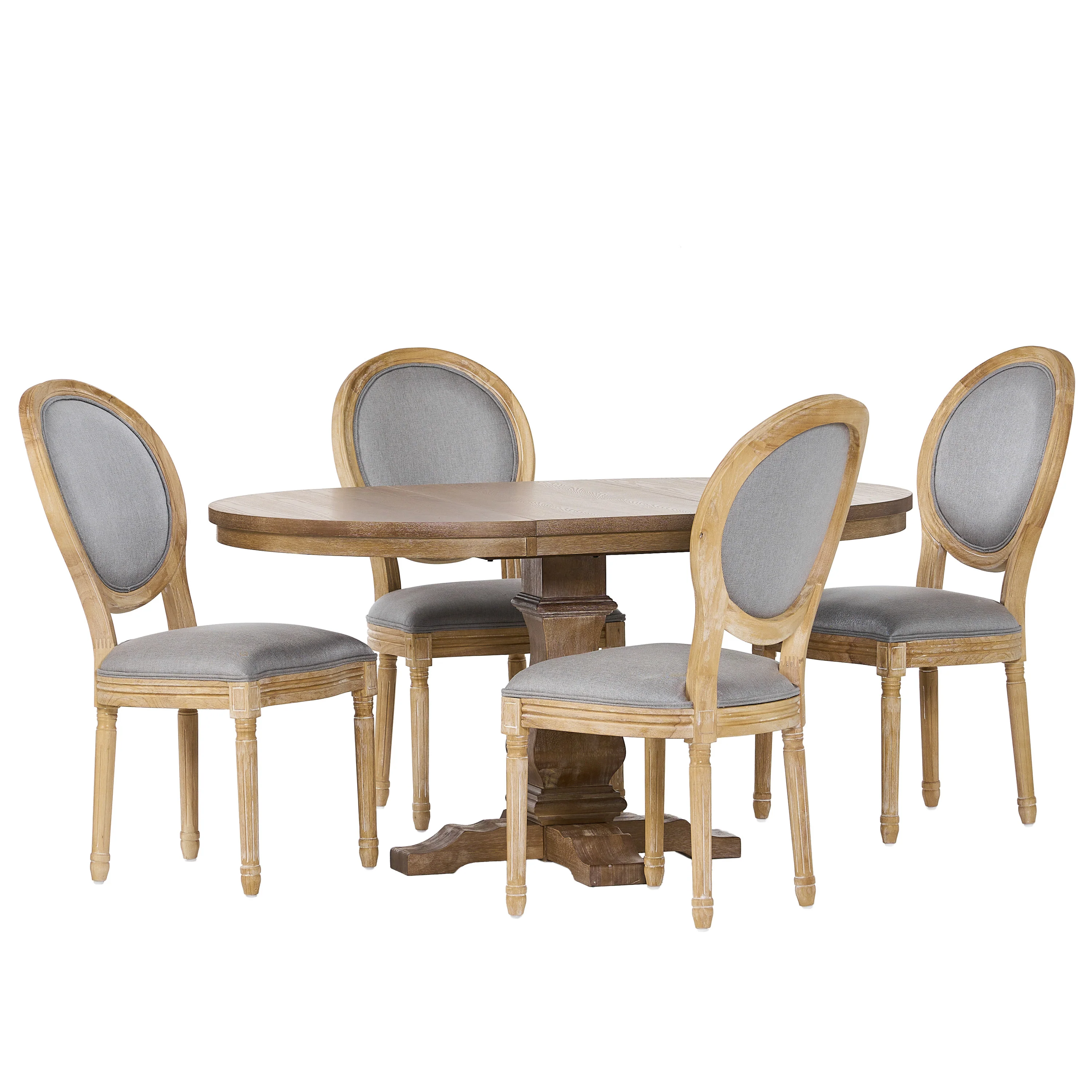 Naclerio French Country Fabric Upholstered Wood 5 Piece Dining Set - furnishings