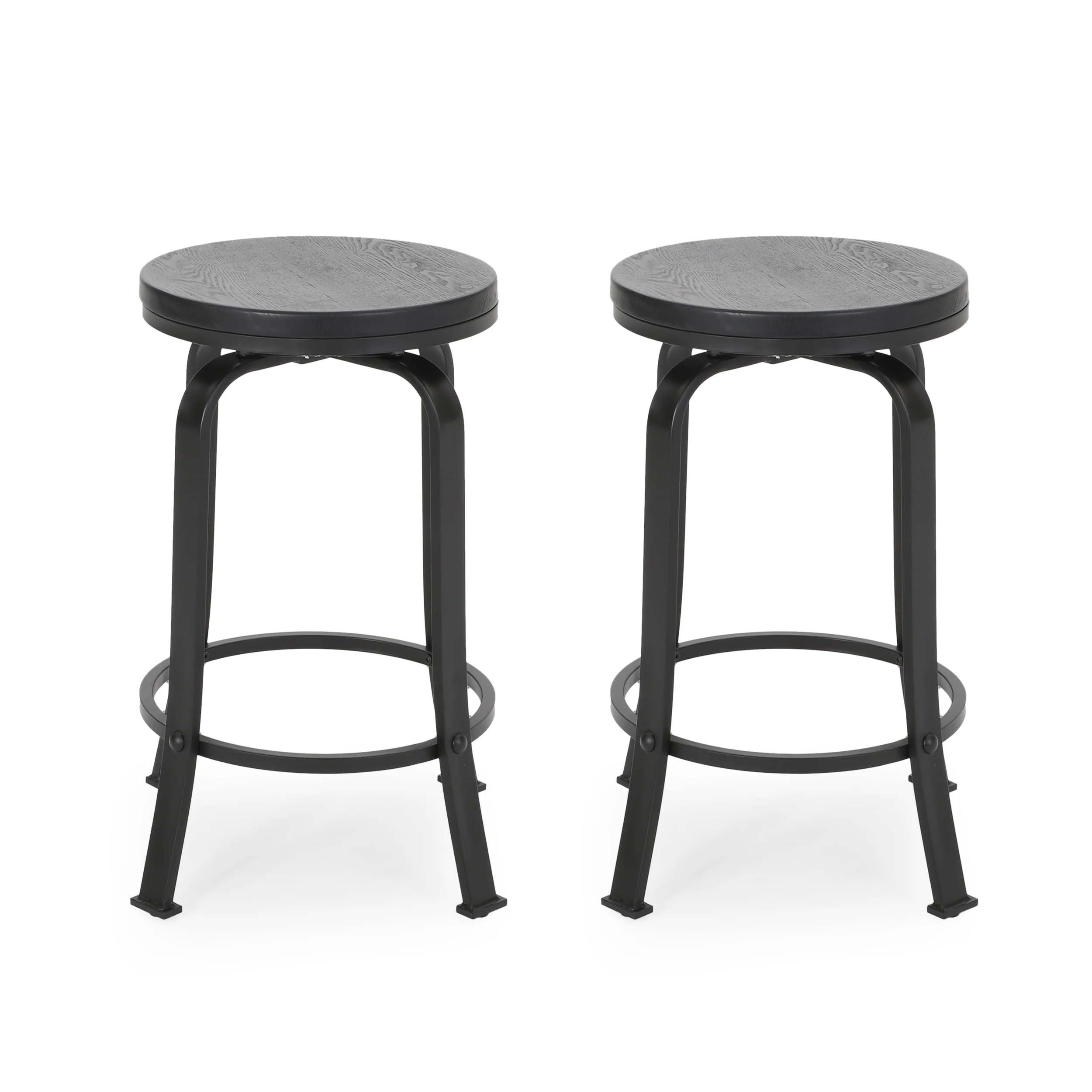 Cassum Modern Industrial Swiveling Counter Stool (Set of 2) - furnishings
