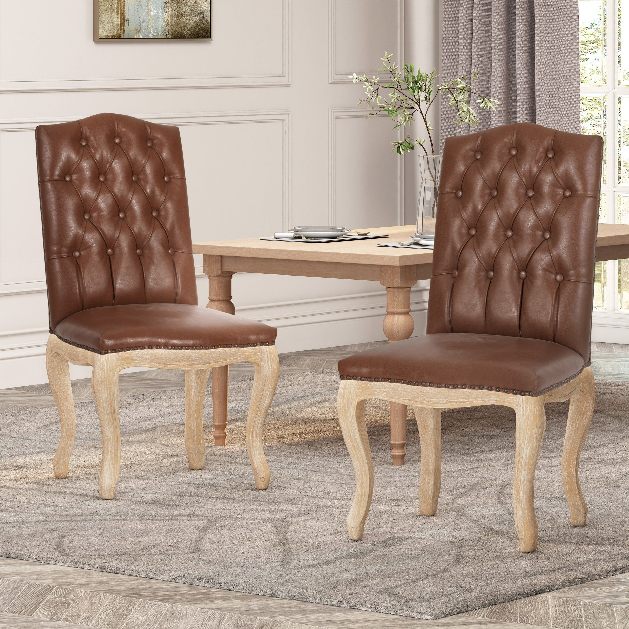 Cello Contemporary Faux Leather Dining Chairs, Set of 2 - furnishings