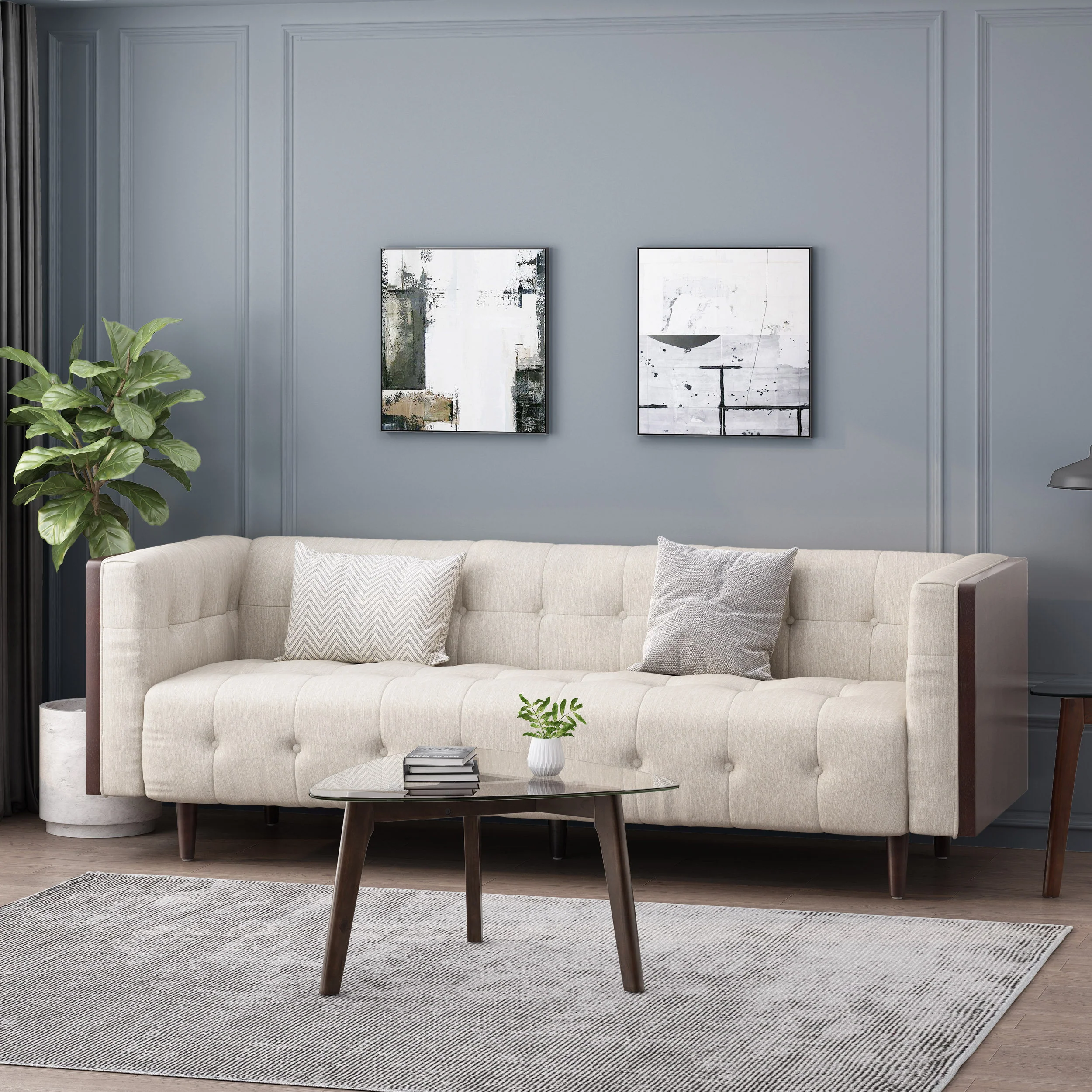 Croton Contemporary Tufted 3 Seater Sofa - furnishings