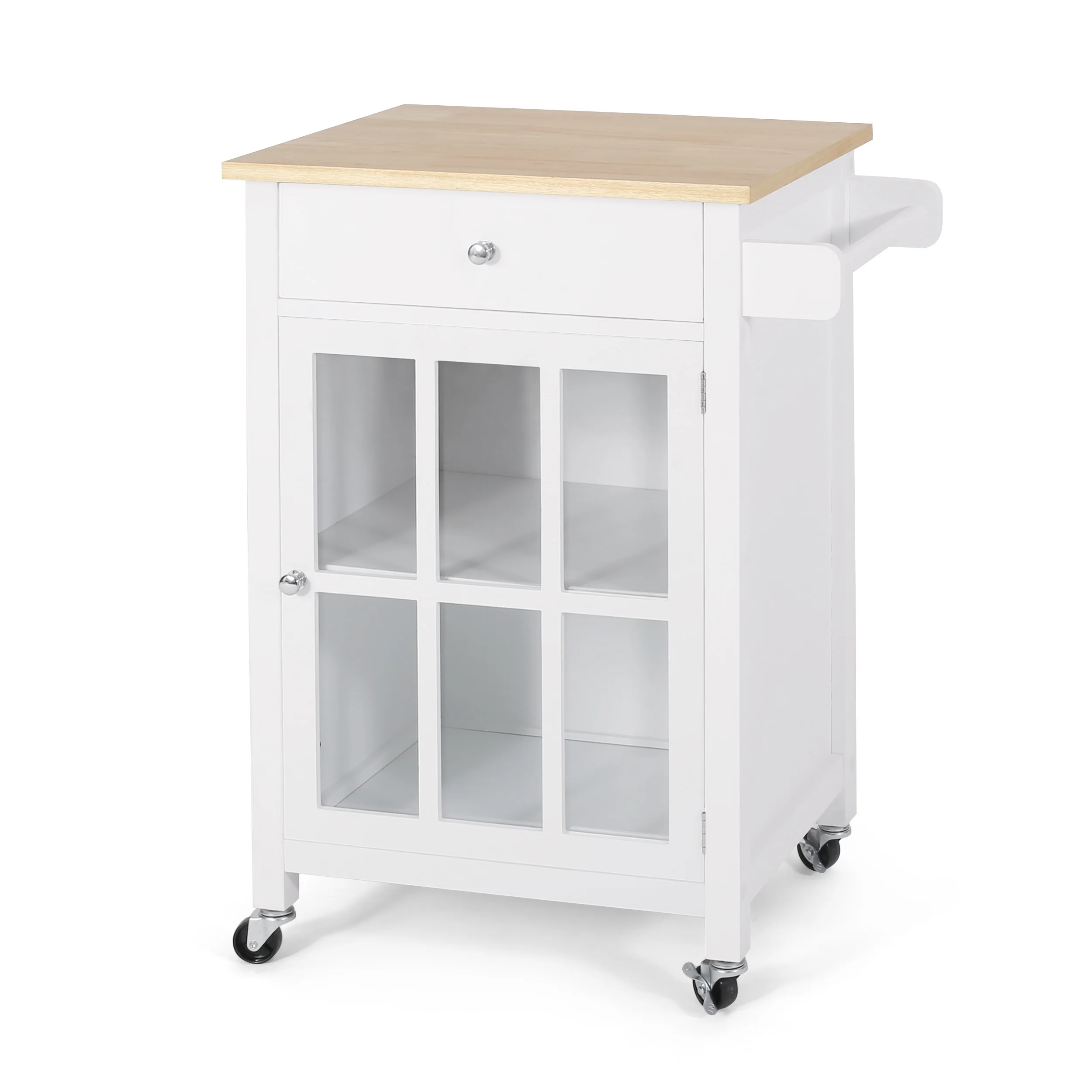 Medway Contemporary Glass Paneled Kitchen Cart - furnishings