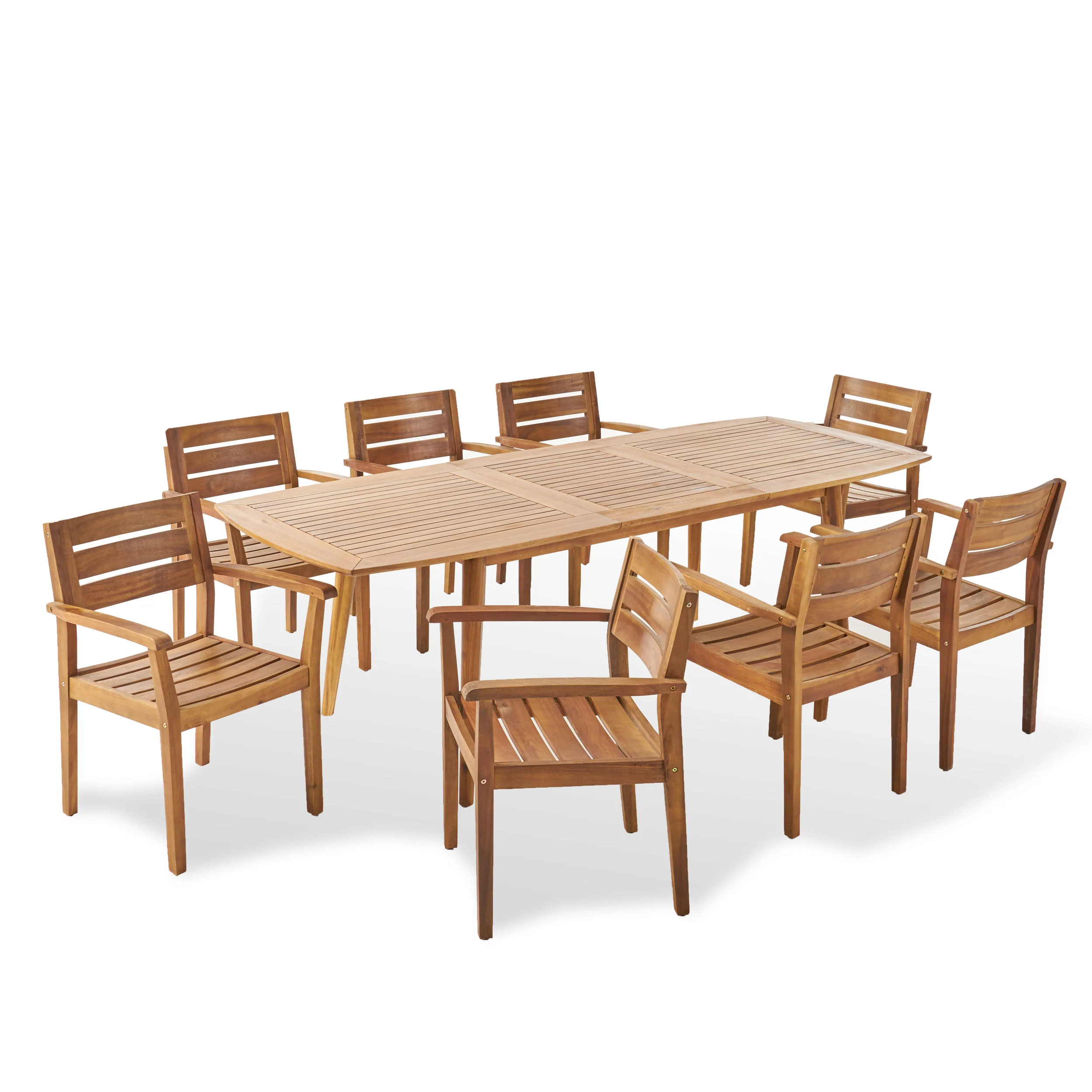 Stanford Outdoor Acacia Wood Expandable 8 Seater Dining Set - furnishings