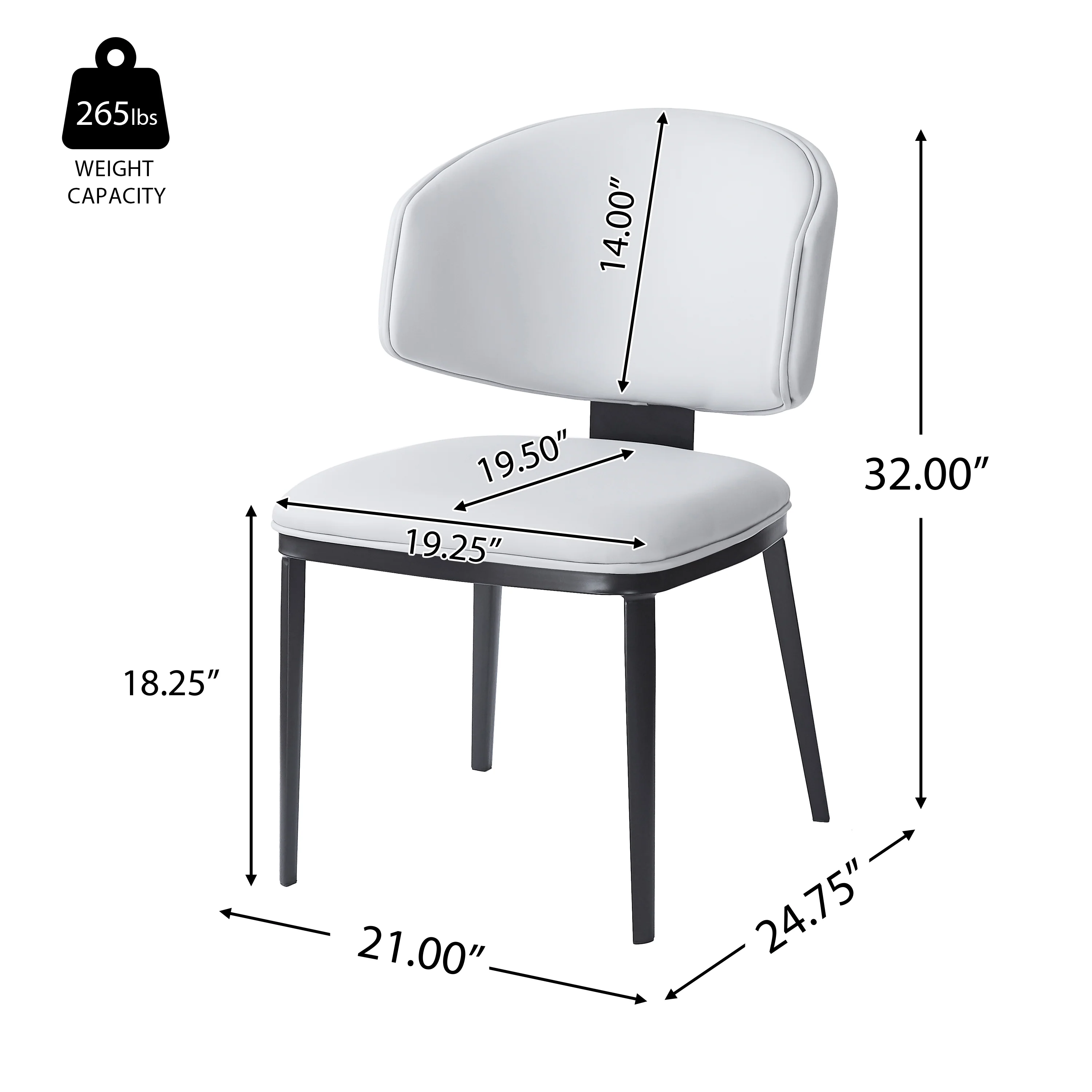Lunare Modern PU Leather Upholstered Dining Chairs, Set of 2 - furnishings