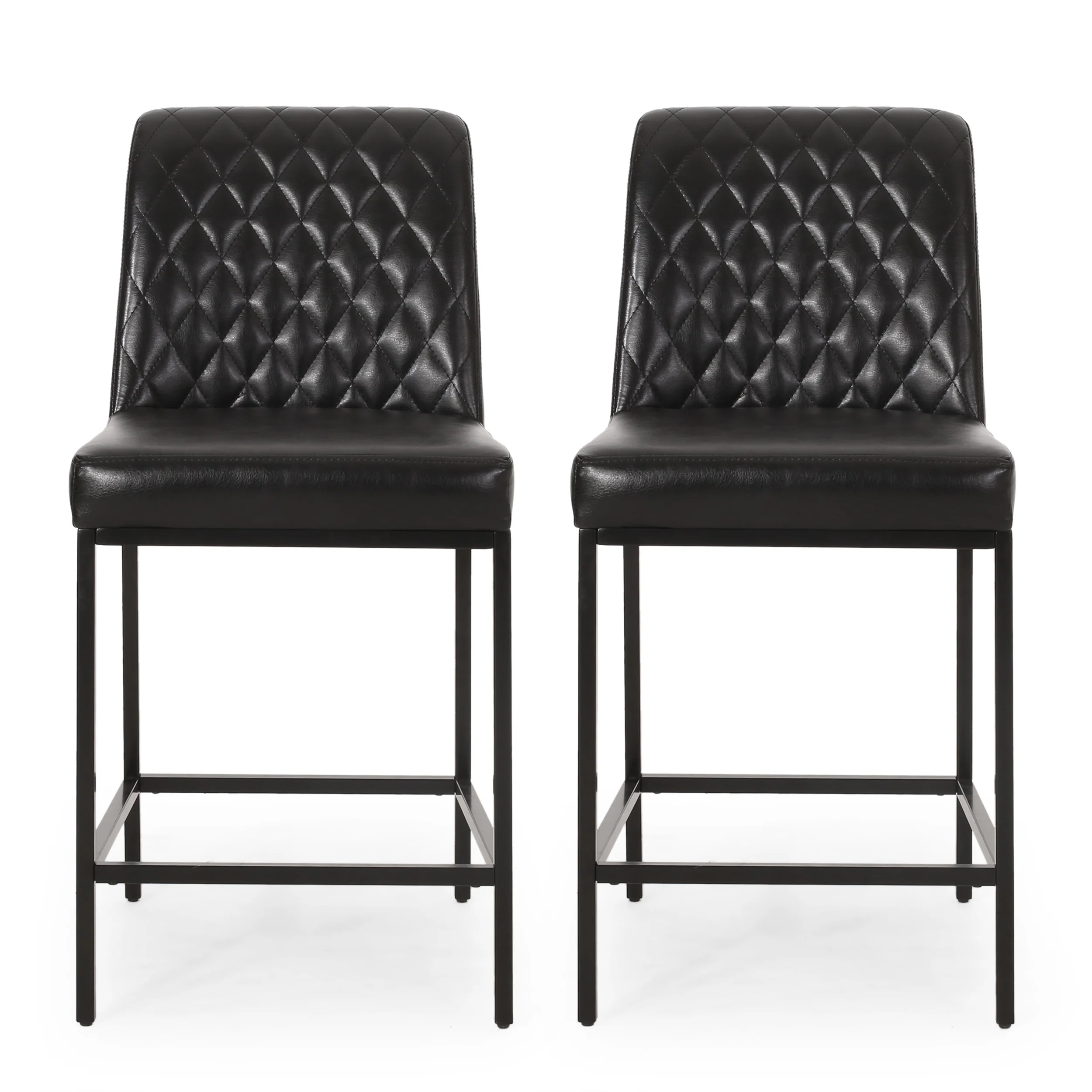 Lansing Contemporary Diamond Stitch Counter Stools, Set of 2 - furnishings