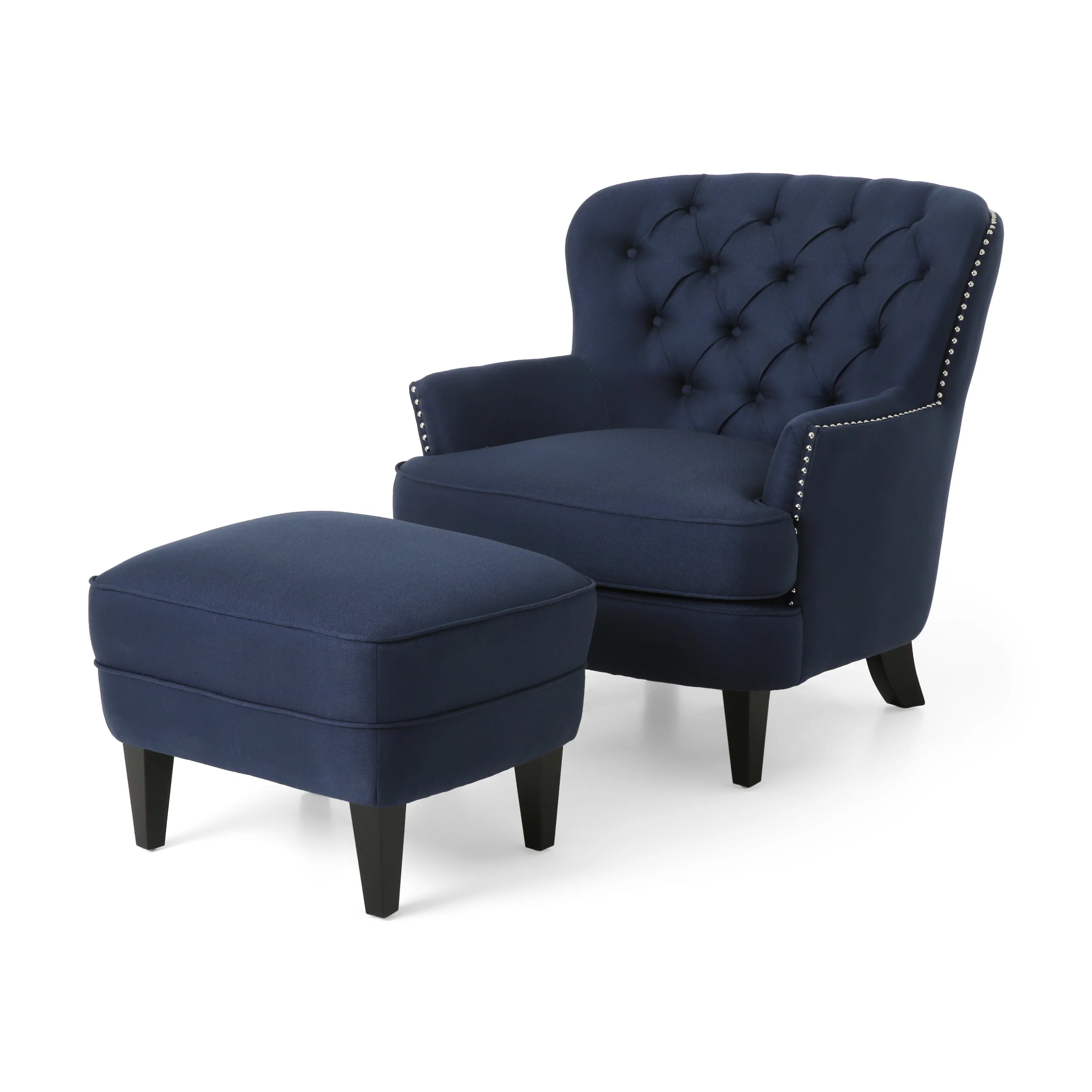 Jaxen Contemporary Tufted Fabric Club Chair and Ottoman Set - furnishings
