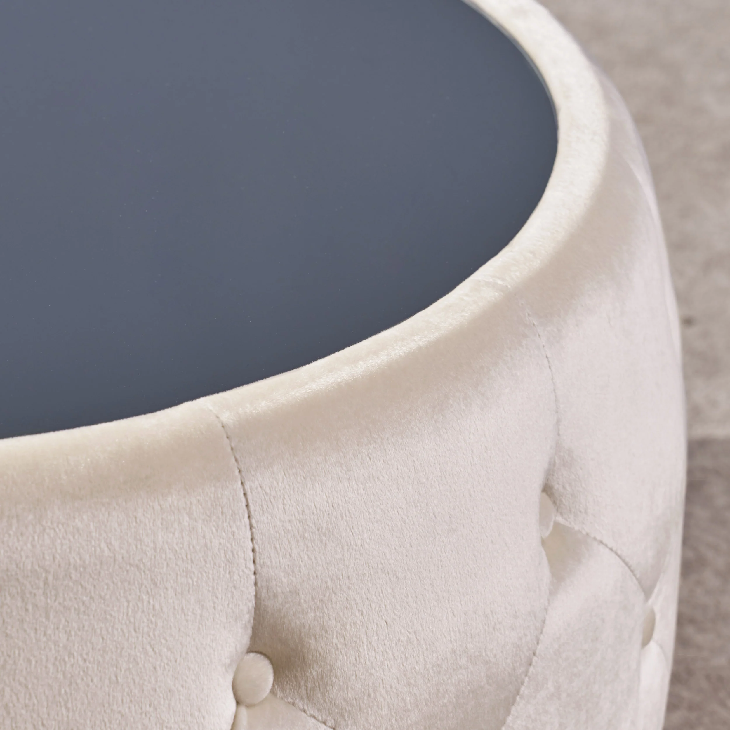Ivy Glam Velvet and Tempered Glass Coffee Table Ottoman - furnishings