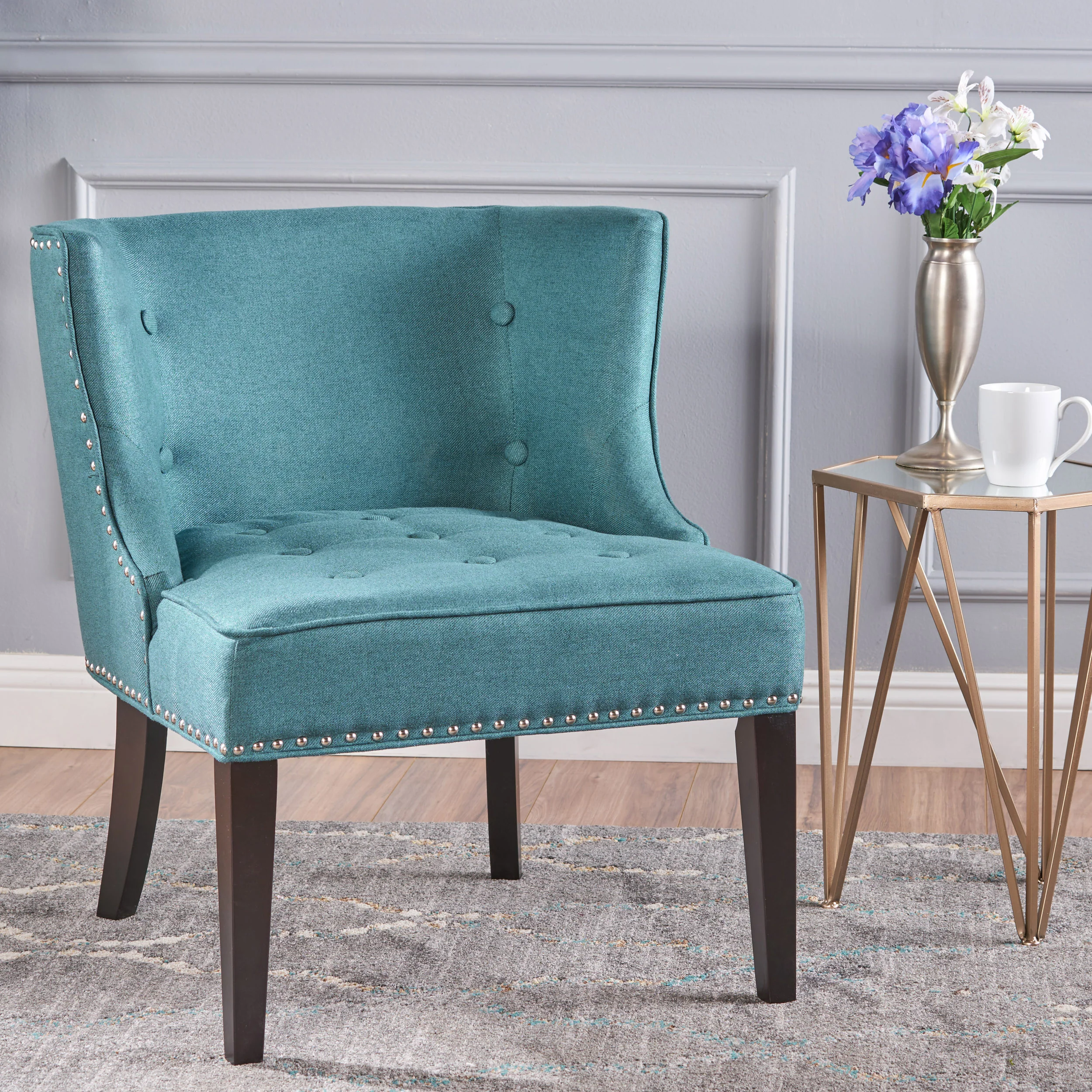 Adelina Contemporary Upholstered Accent Chair with Nailhead Trim - furnishings