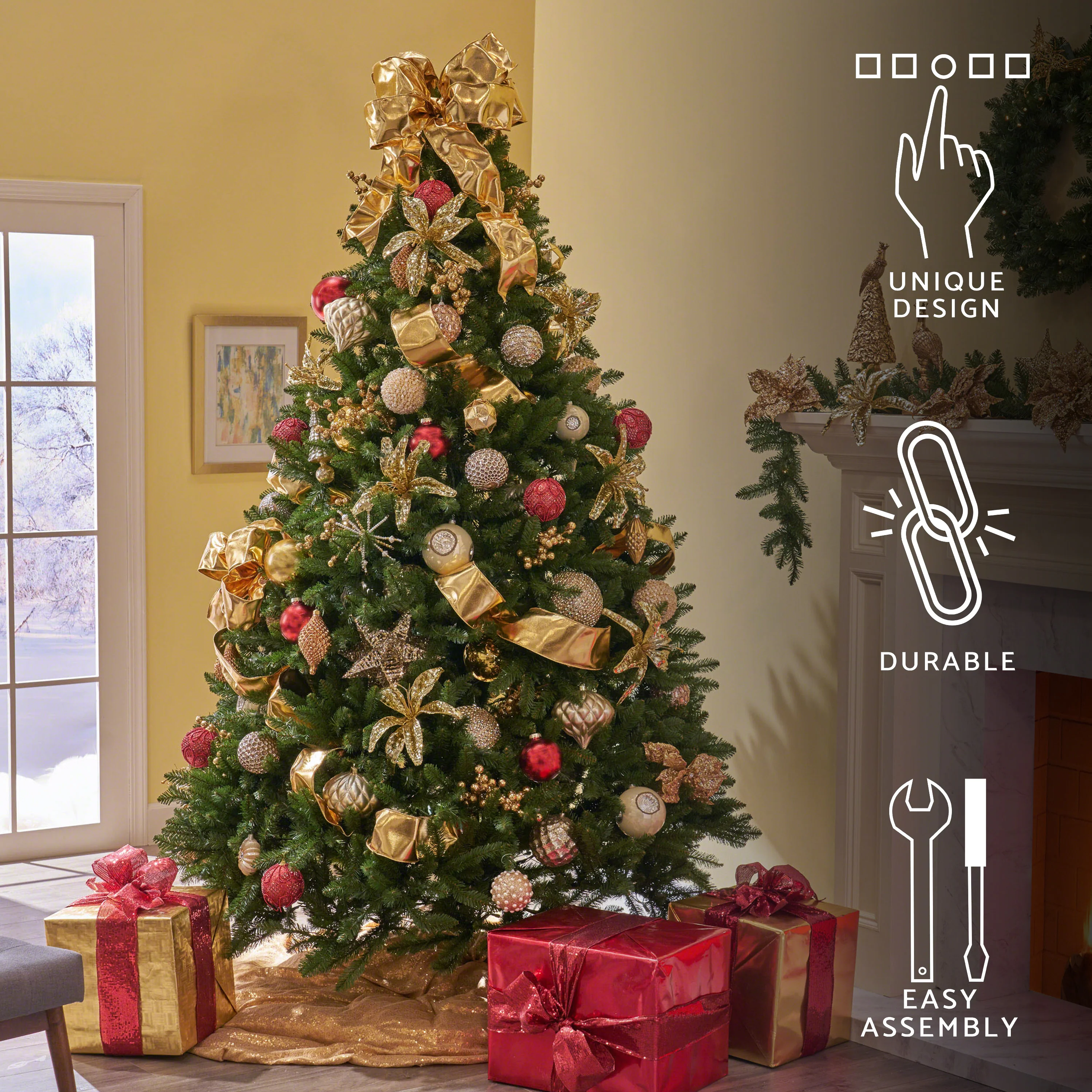 9-foot Norway Spruce Hinged Artificial Christmas Tree - furnishings