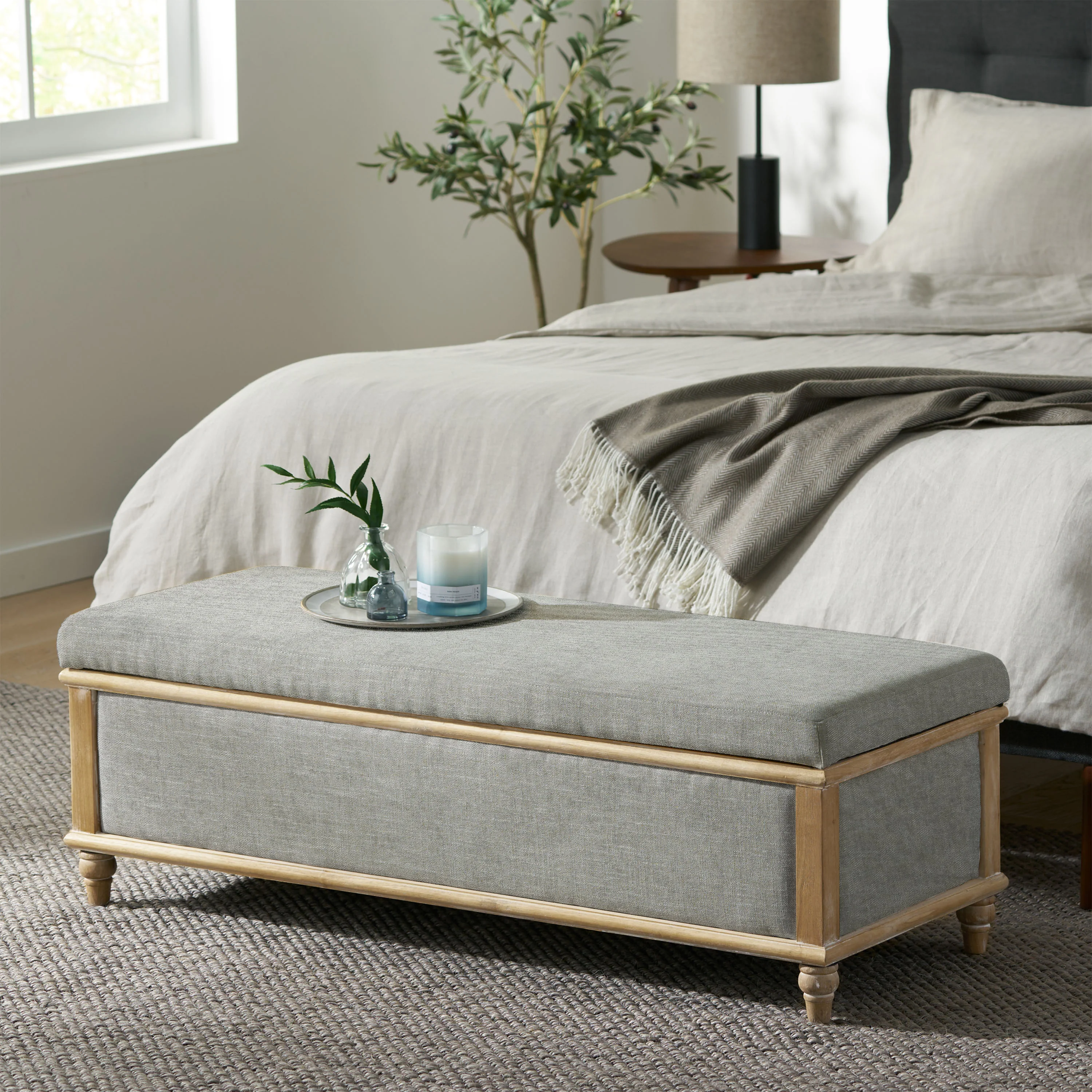 Osgood White Storage Ottoman - furnishings