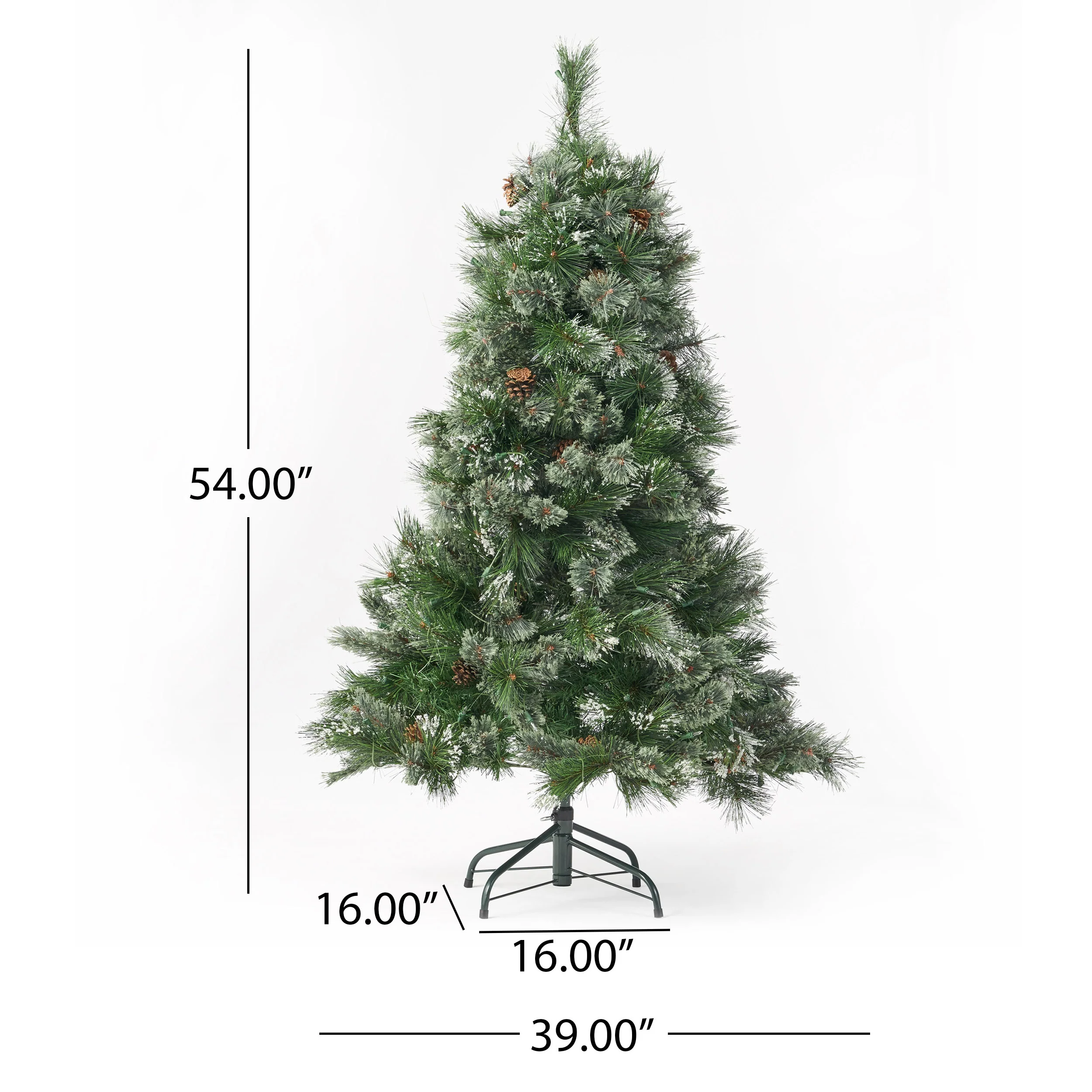 4.5-foot Cashmere Pine and Mixed Needles Hinged Artificial Christmas Tree with Snowy Branches and Pinecones - furnishings