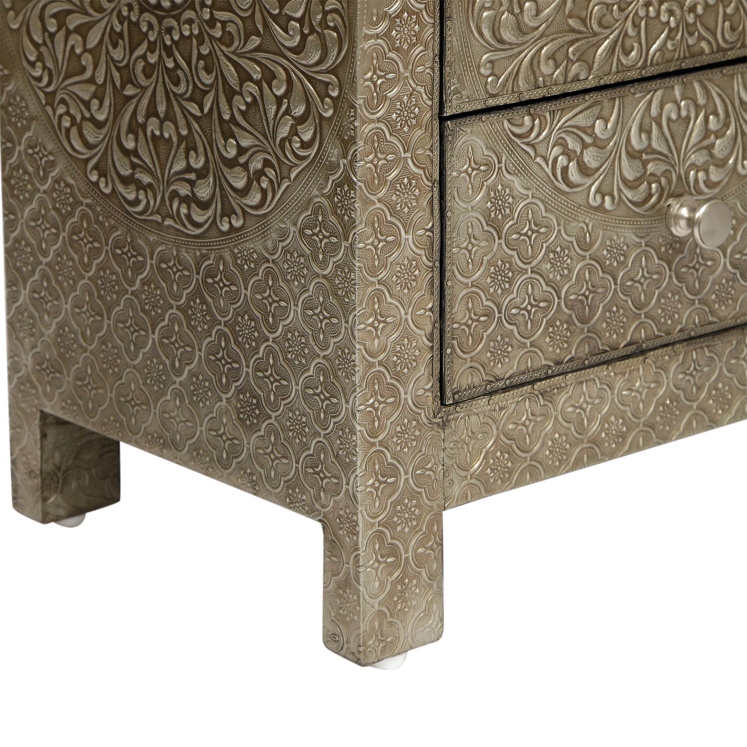 Vensel Handcrafted Boho 3 Drawer Nightstand - furnishings