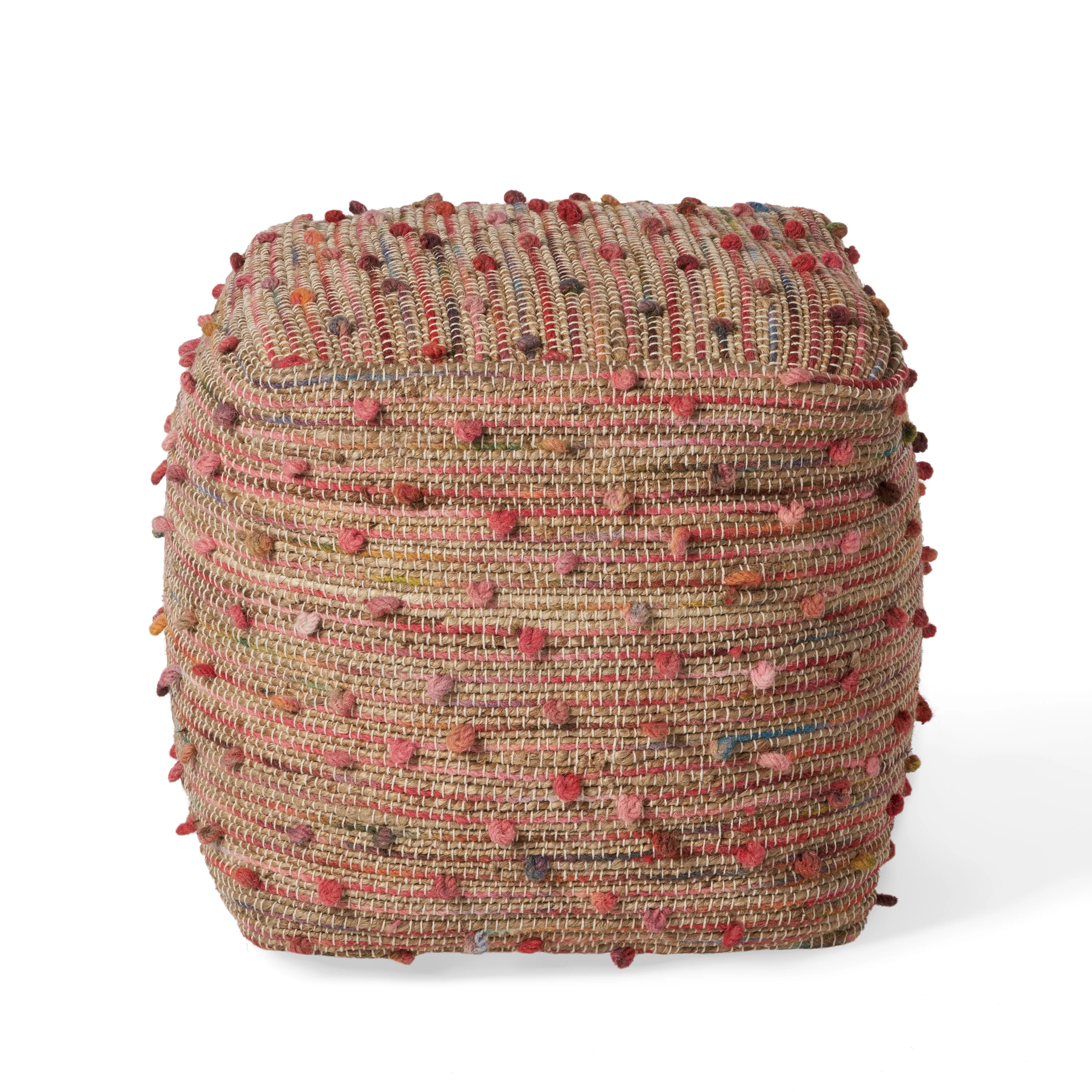 Rainy Boho Jute and Cotton Pouf - furnishings