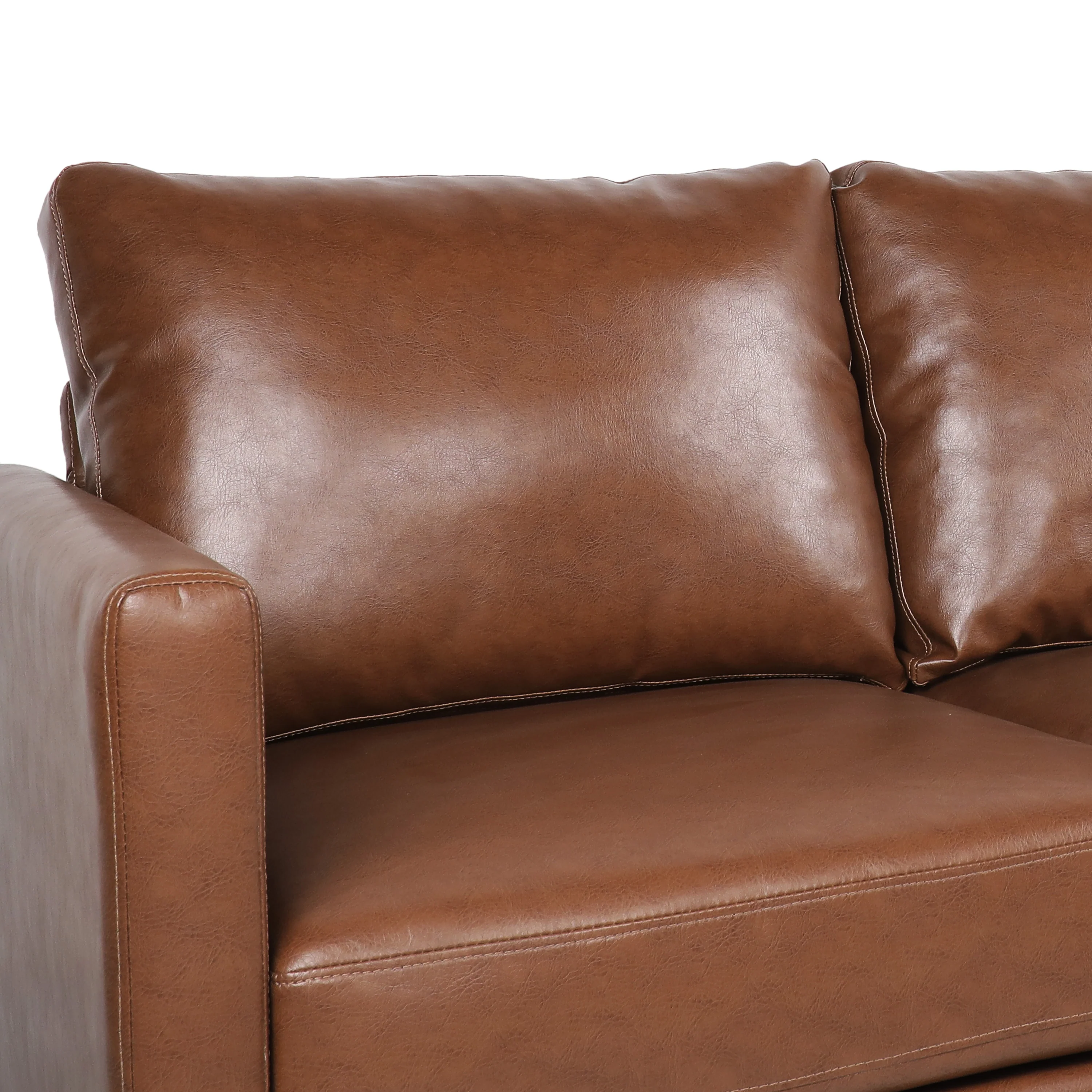 Dowd Mid Century Modern Faux Leather 3 Seater Sofa - furnishings