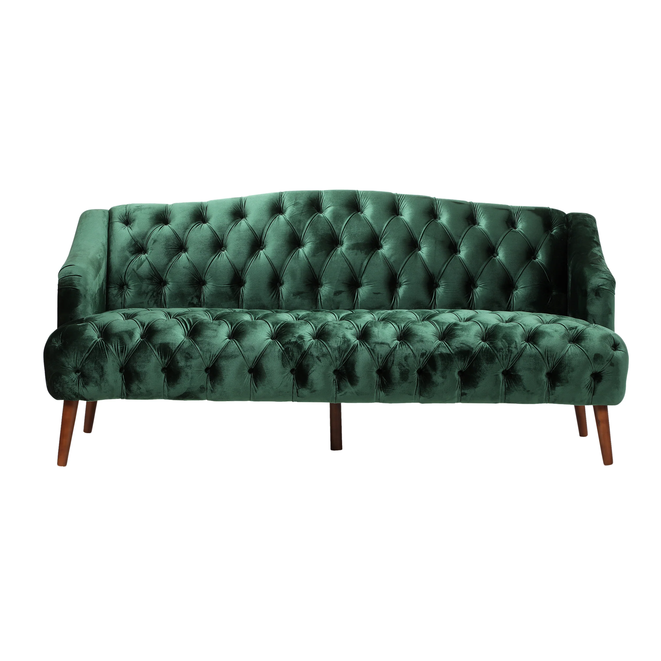 Kayleigh Modern Glam Tufted Velvet 3 Seater Sofa - furnishings