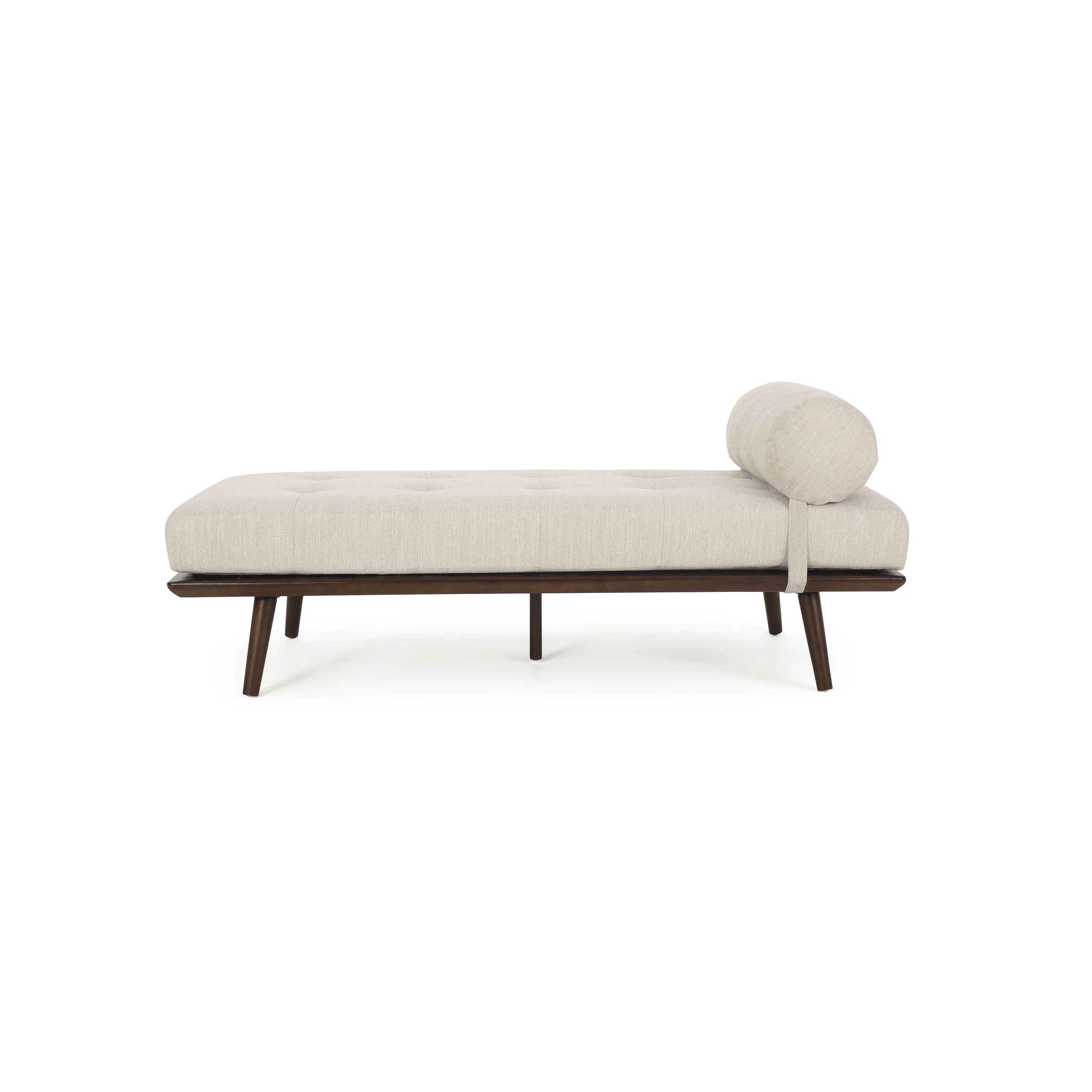 Lancer Mid Century Modern Fabric Tufted Chaise Lounge with Bolster Pillow - furnishings