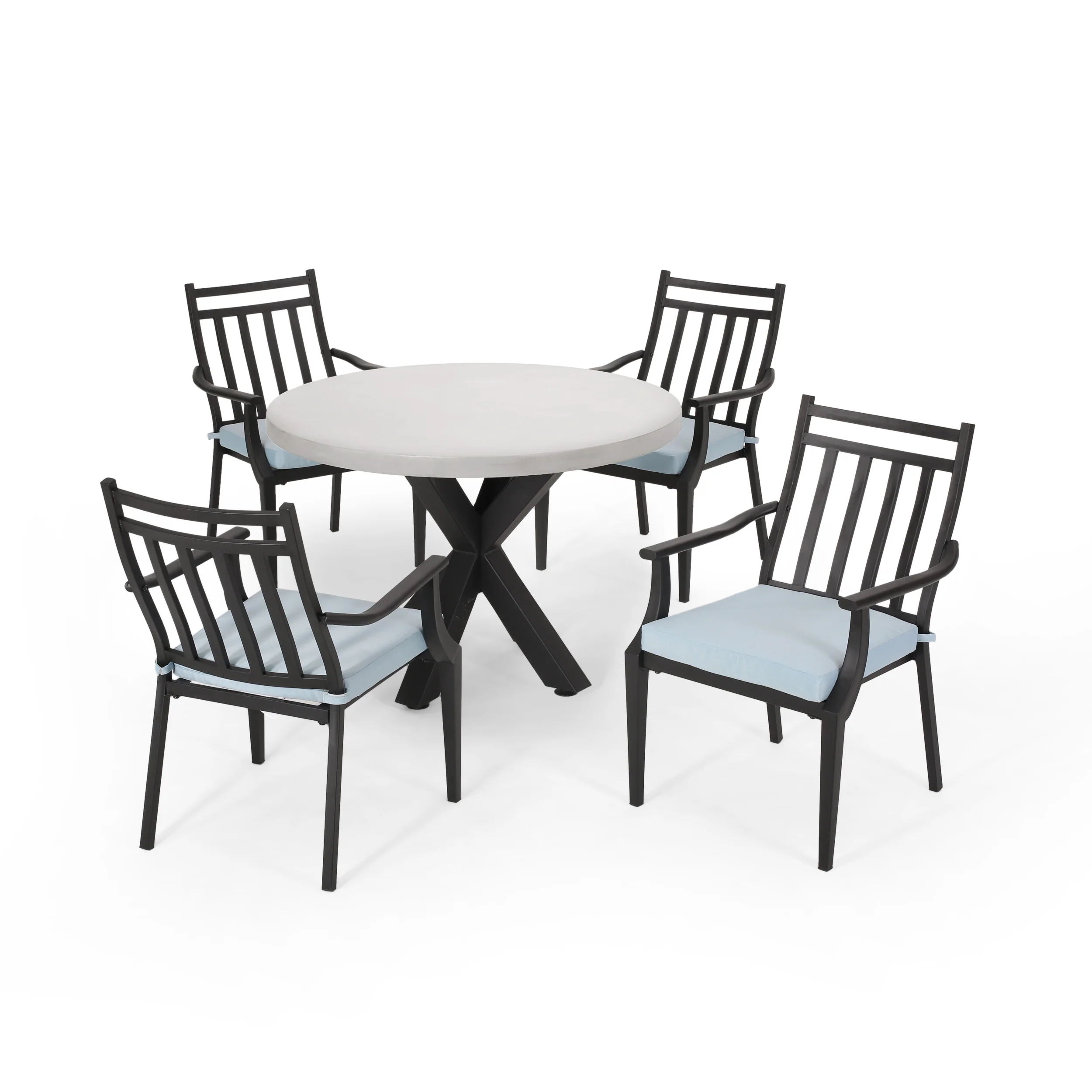 Olive Outdoor 5 Piece Dining Set with Light Weight Concrete Table - furnishings