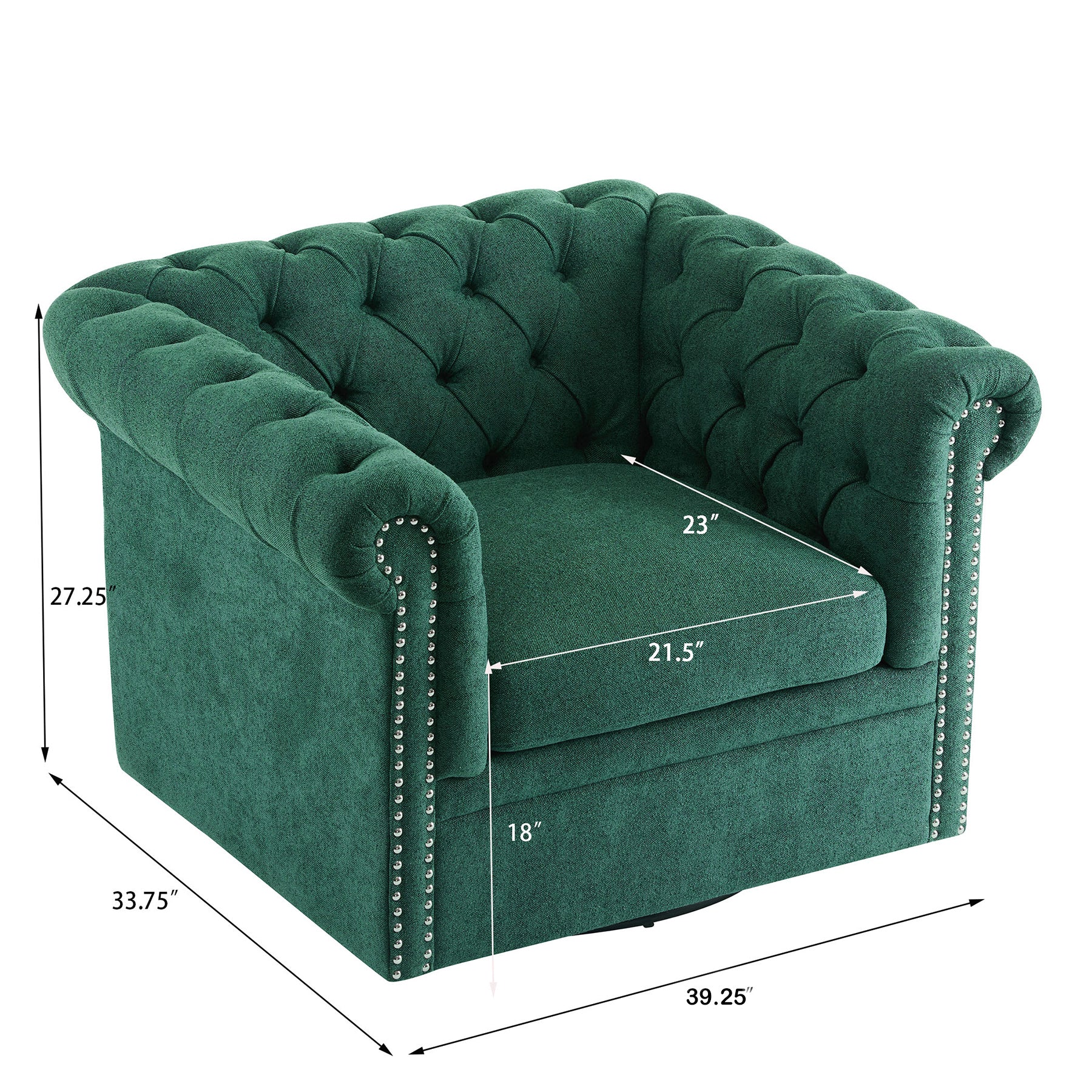 Lily Upholstered Tufted Chesterfield Swivel Club Chair - furnishings