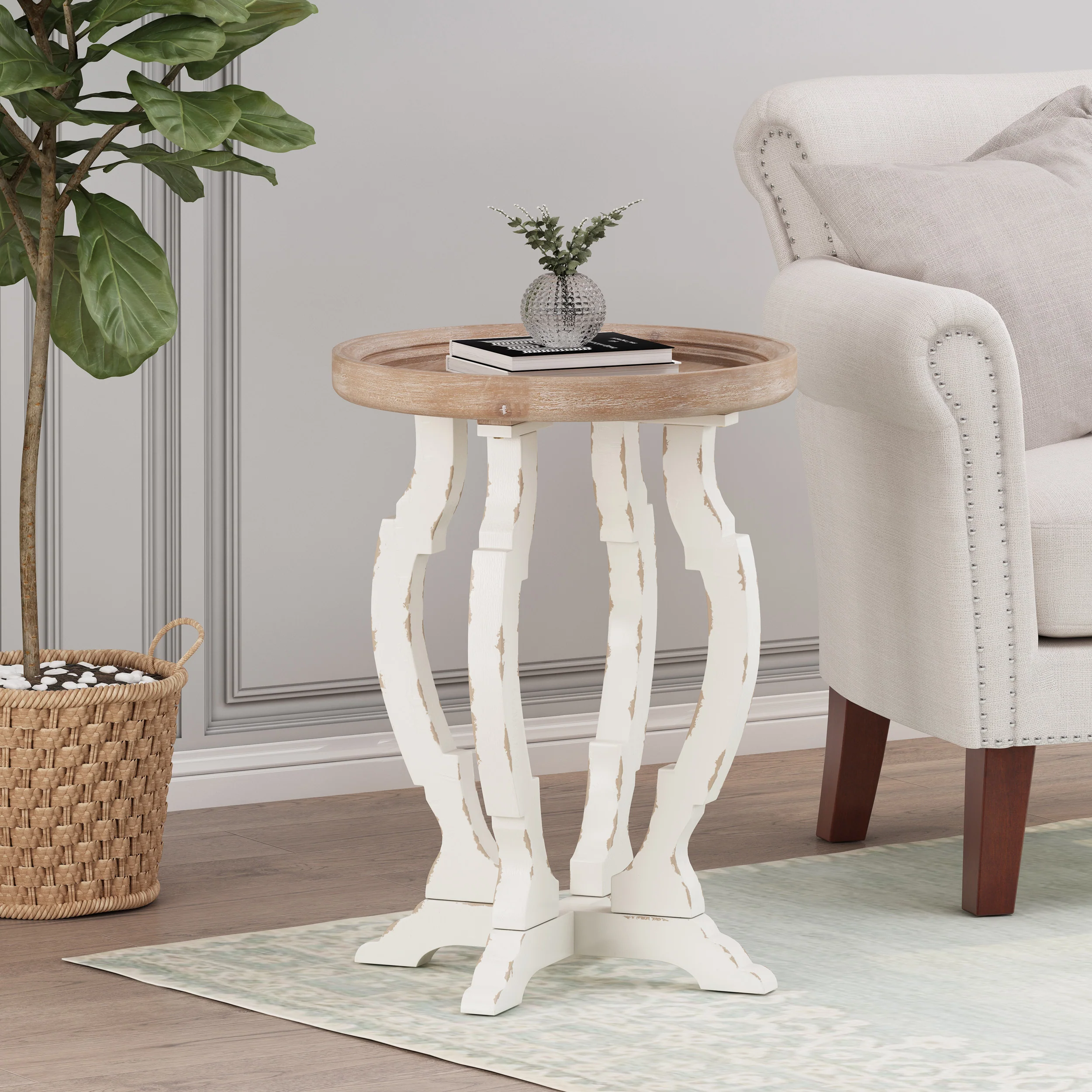 Emilya French Country Accent Table with Round Top - furnishings