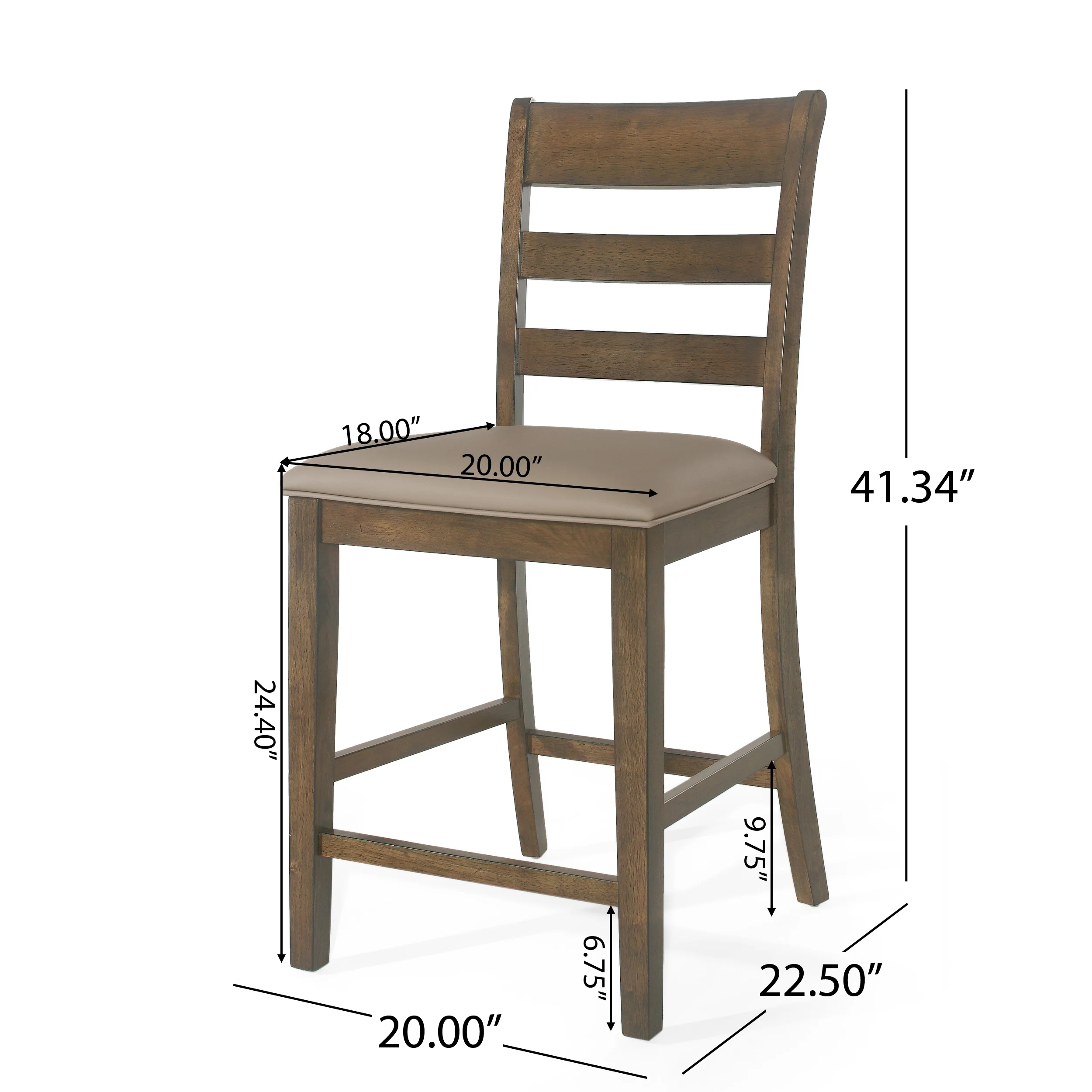 Boughton Farmhouse Upholstered Wood Counter Stools, Set of 2 - furnishings